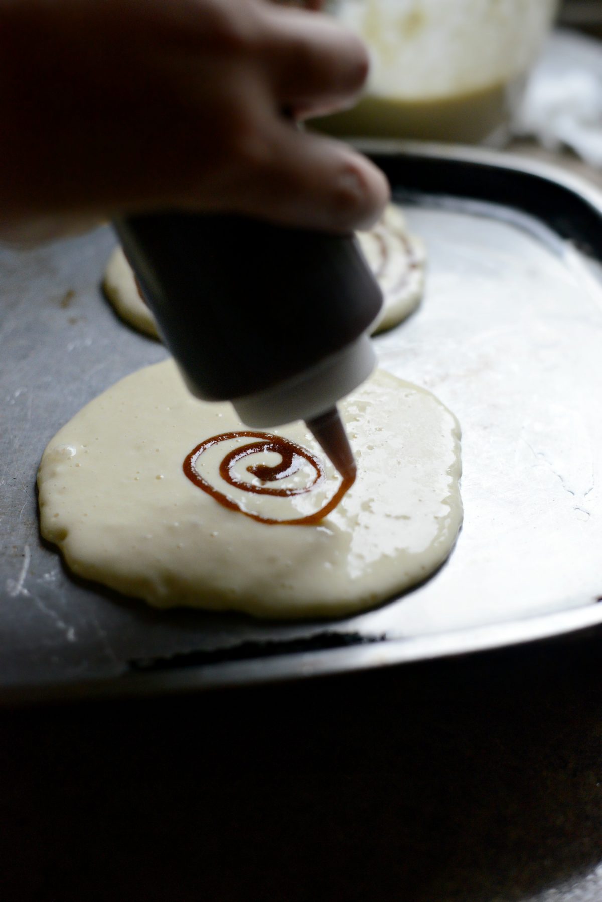 swirl the brown sugar butter mixture over the pancake.