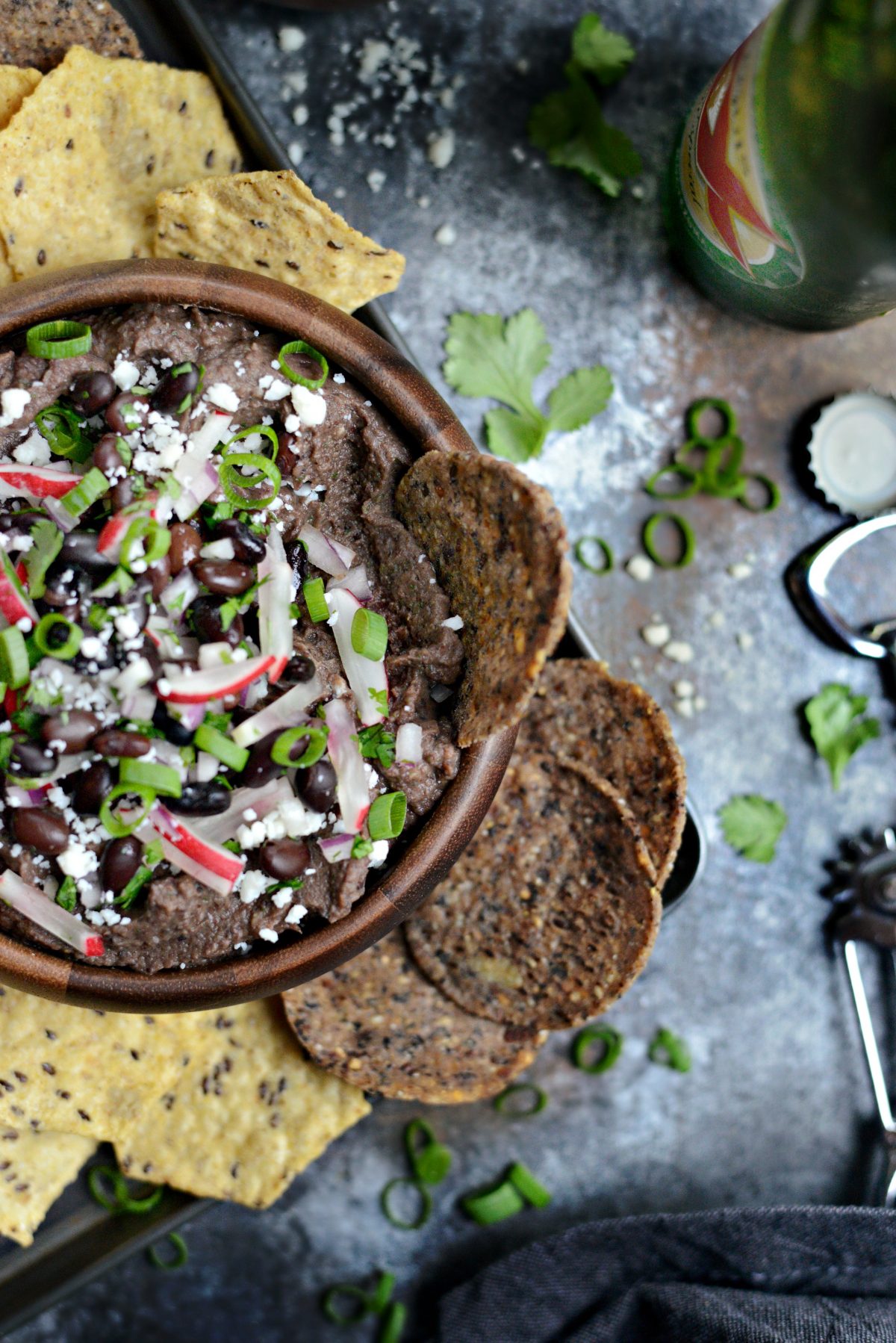 Smoky Chipotle Black Bean Dip with Radish Salsa 