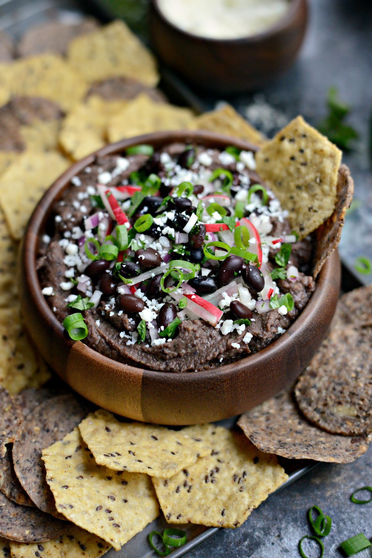 Smoky Chipotle Black Bean Dip with Radish Salsa