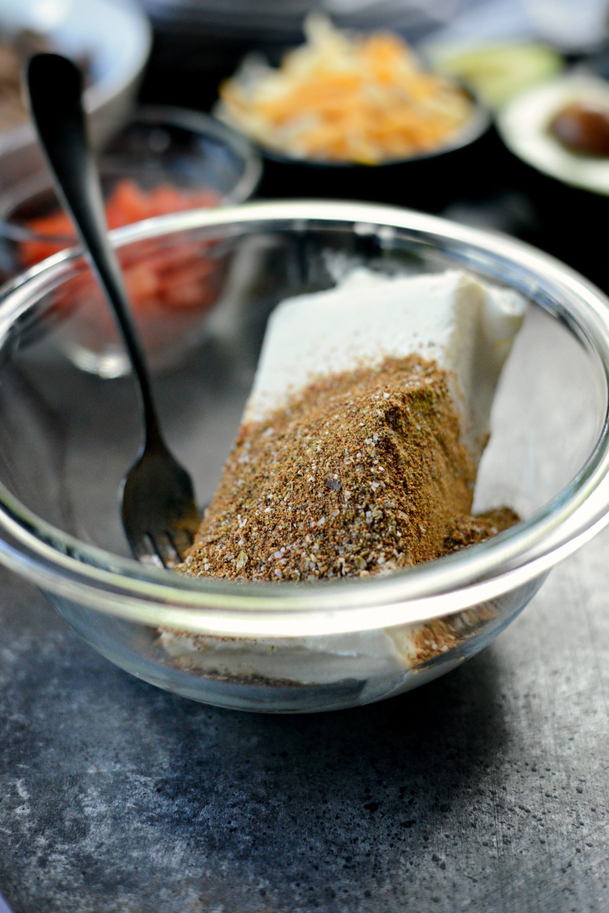 softened cream cheese with taco seasoning