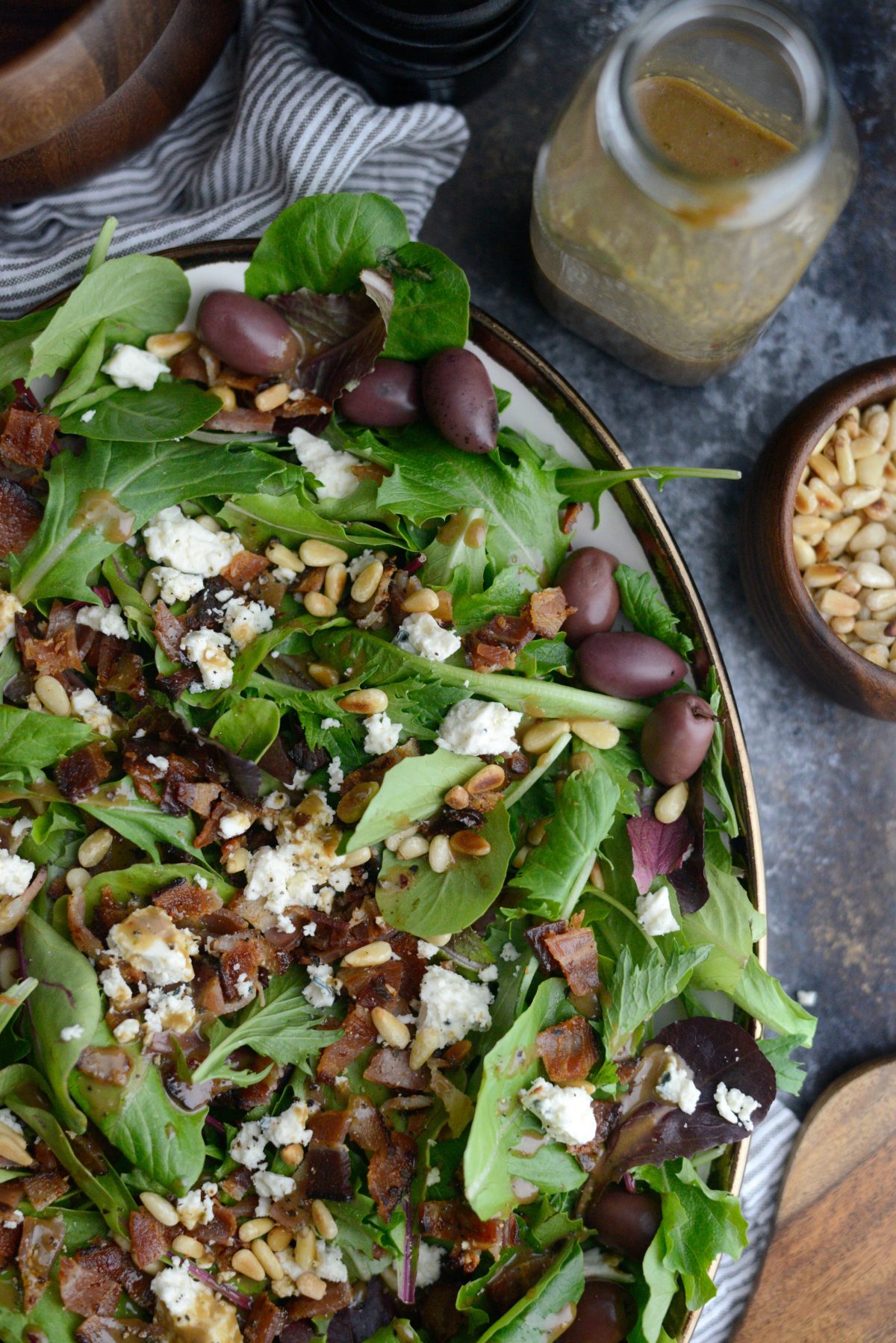 Bacon Blue Cheese House Salad with Sweet Basil Vinaigrette