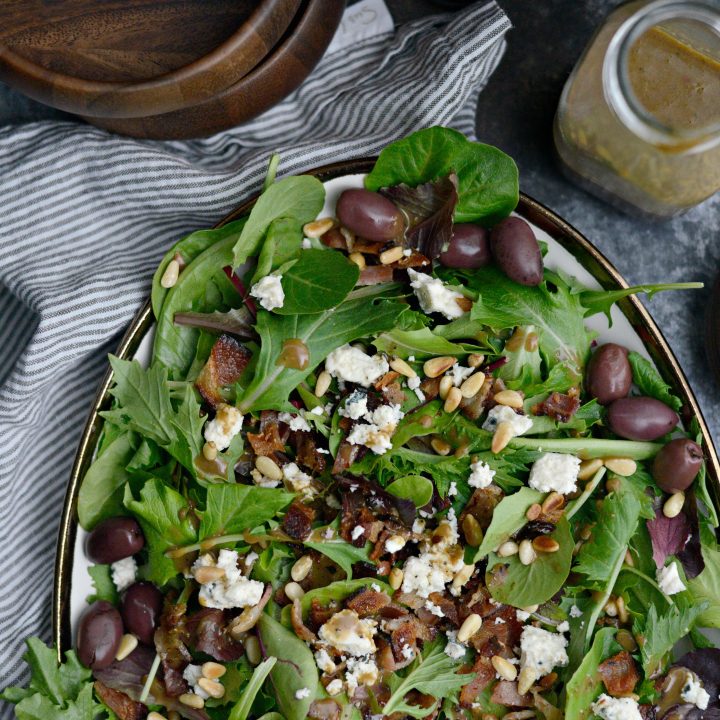Bacon Blue Cheese House Salad with Sweet Basil Vinaigrette Simply Scratch