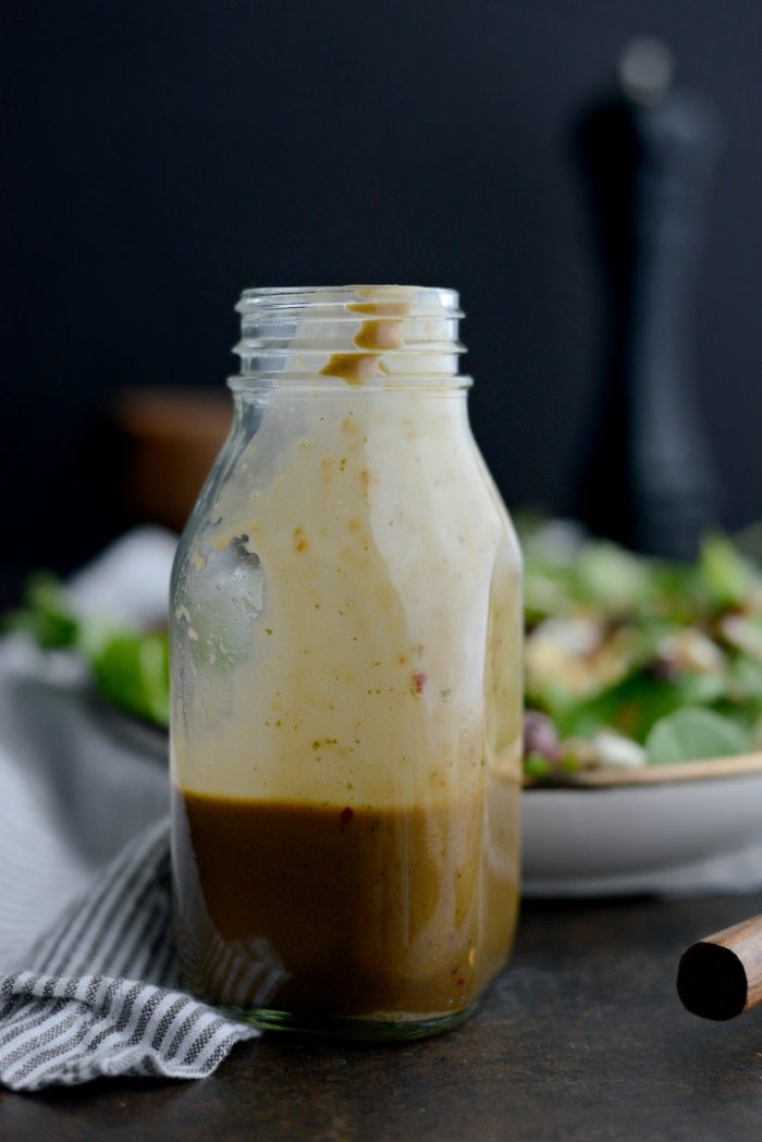 Sweet Basil Vinaigrette in glass jar