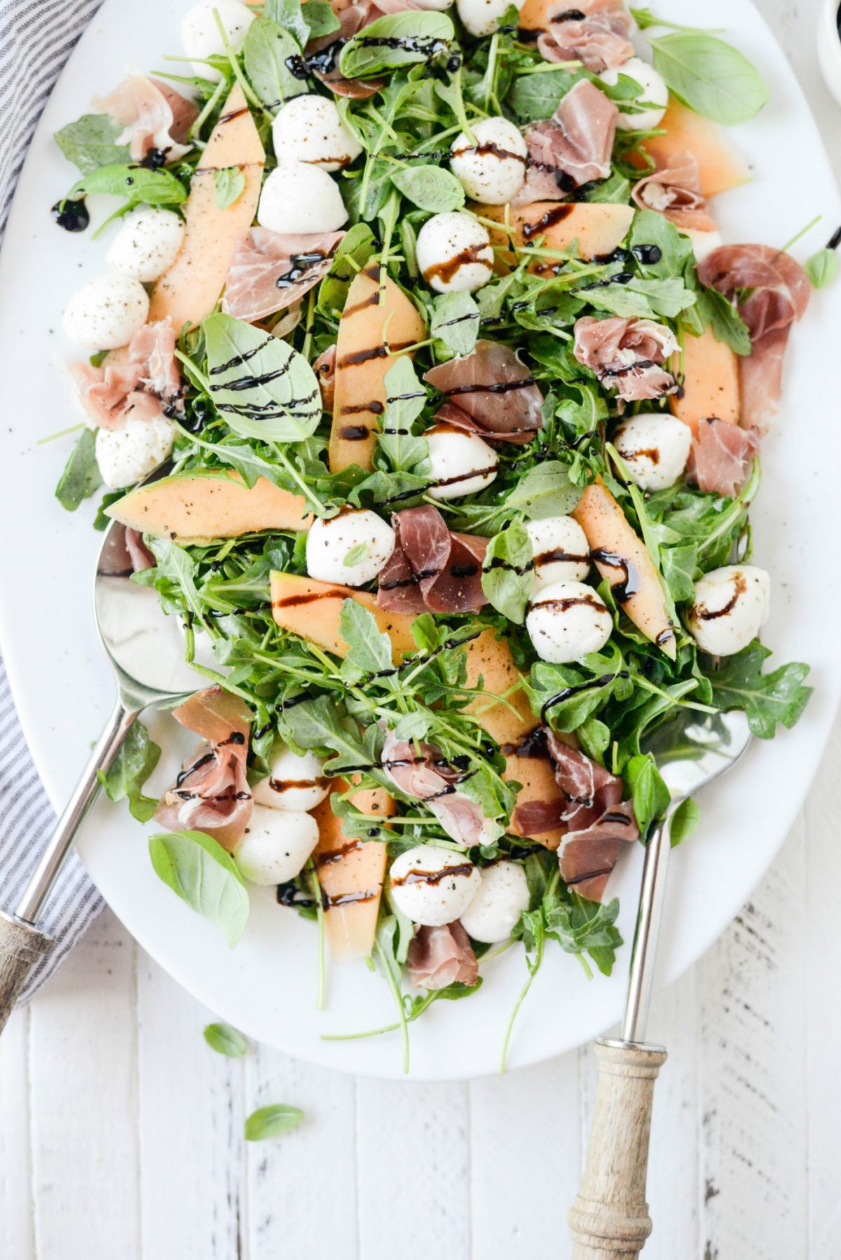 Cantaloupe and Prosciutto Arugula Salad l SimplyScratch.com
