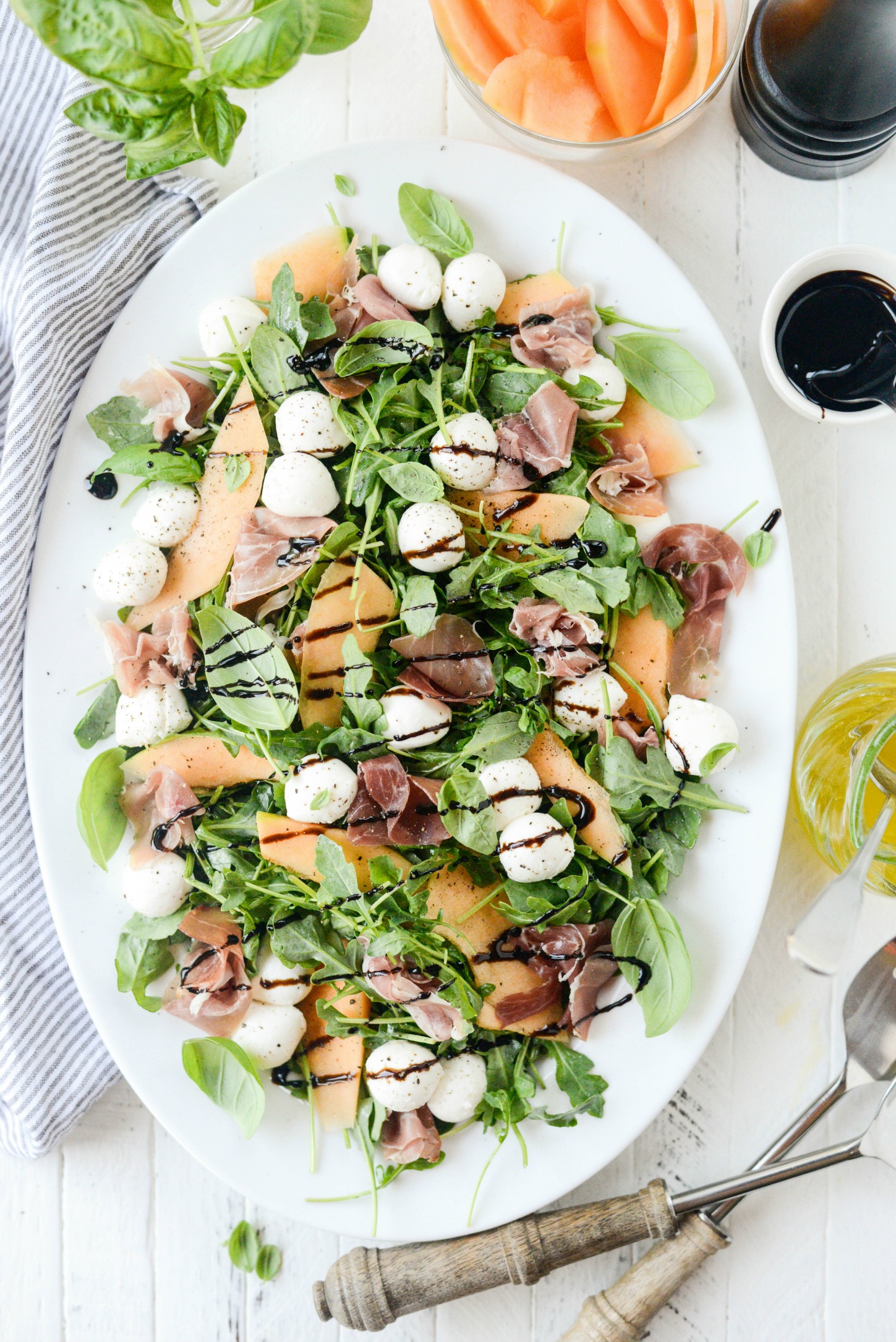 Cantaloupe and Prosciutto Arugula Caprese Salad Simply Scratch