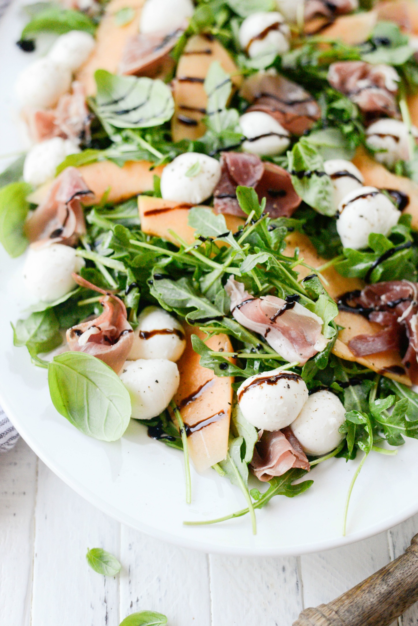 Cantaloupe and Prosciutto Arugula Caprese Salad Simply Scratch