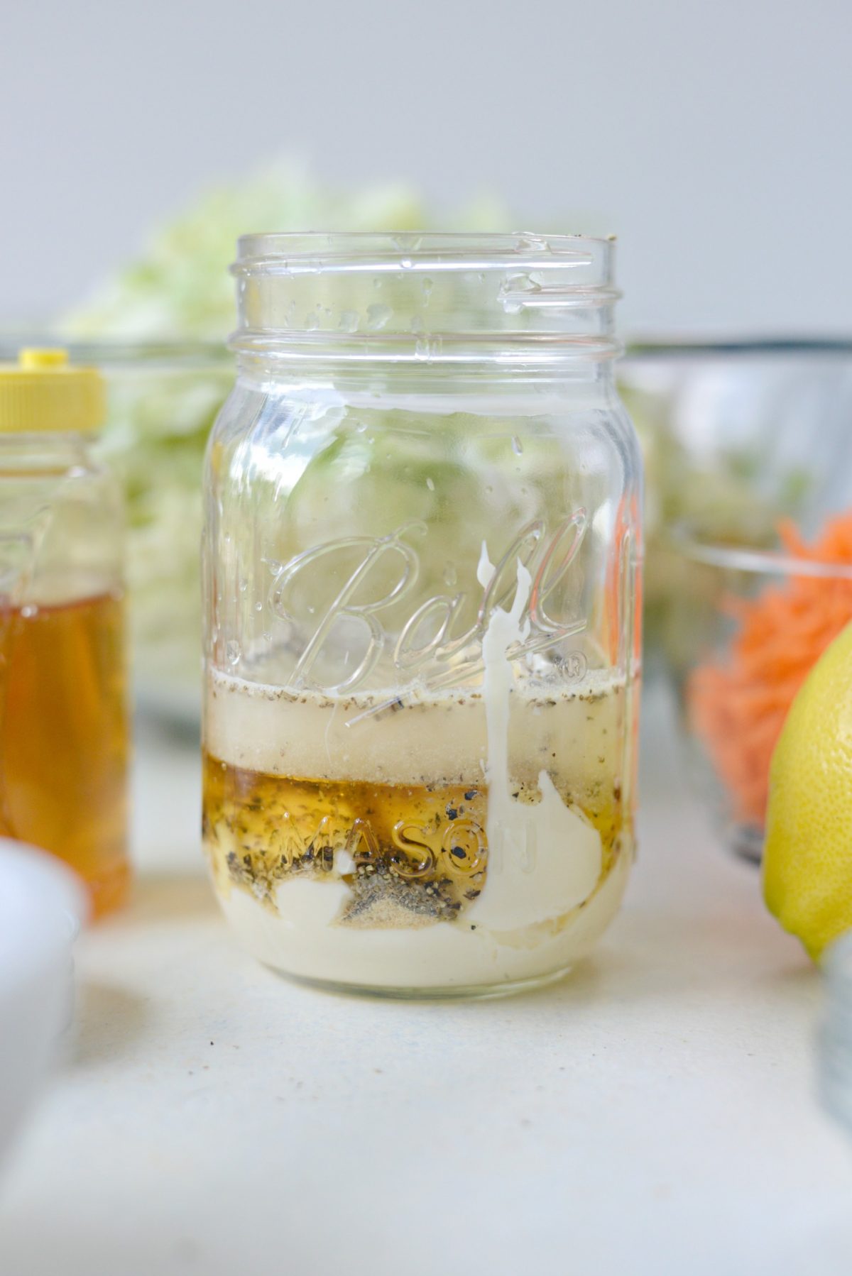 Dressing in jar before combining.