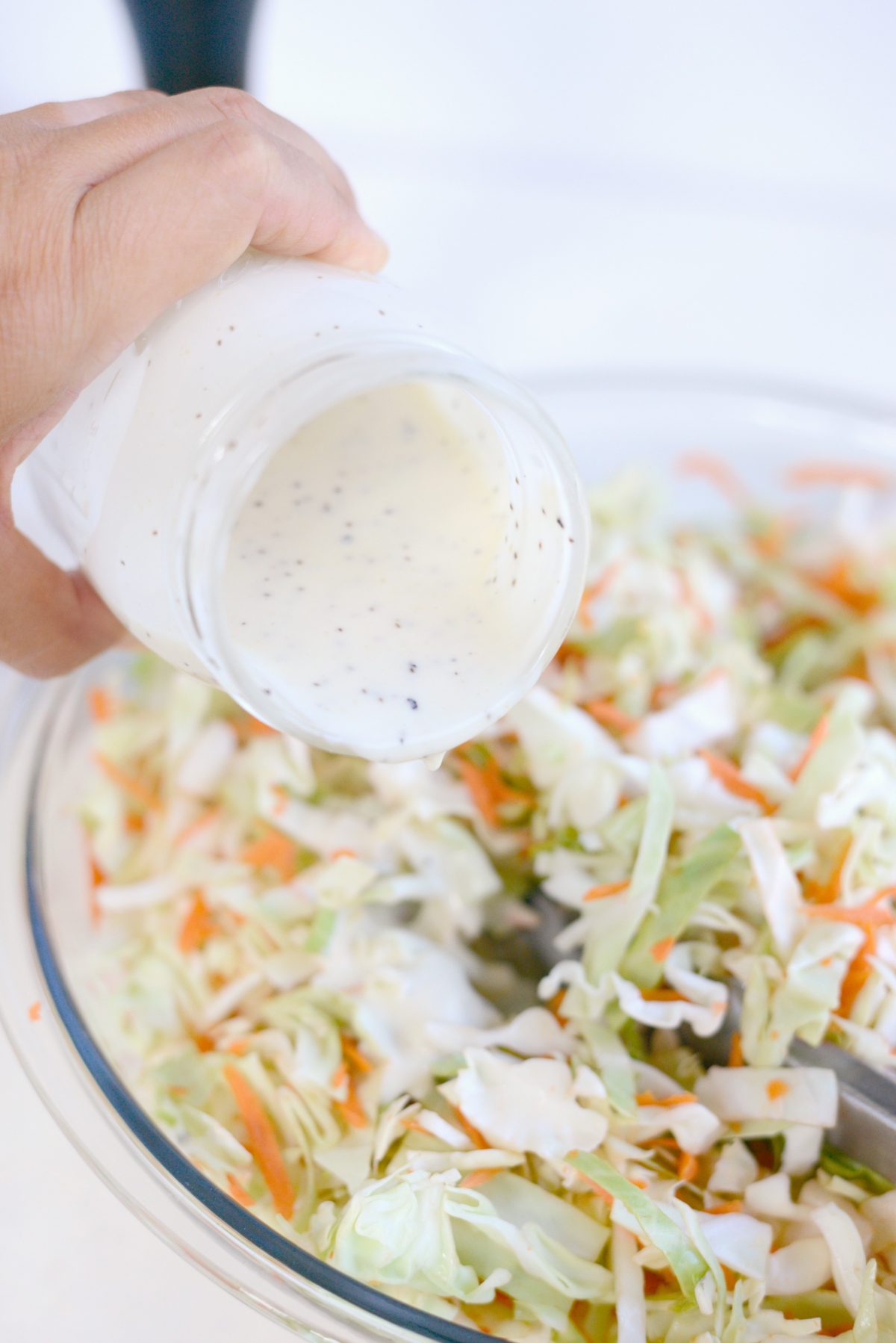 Pour in desired amount of coleslaw dressing