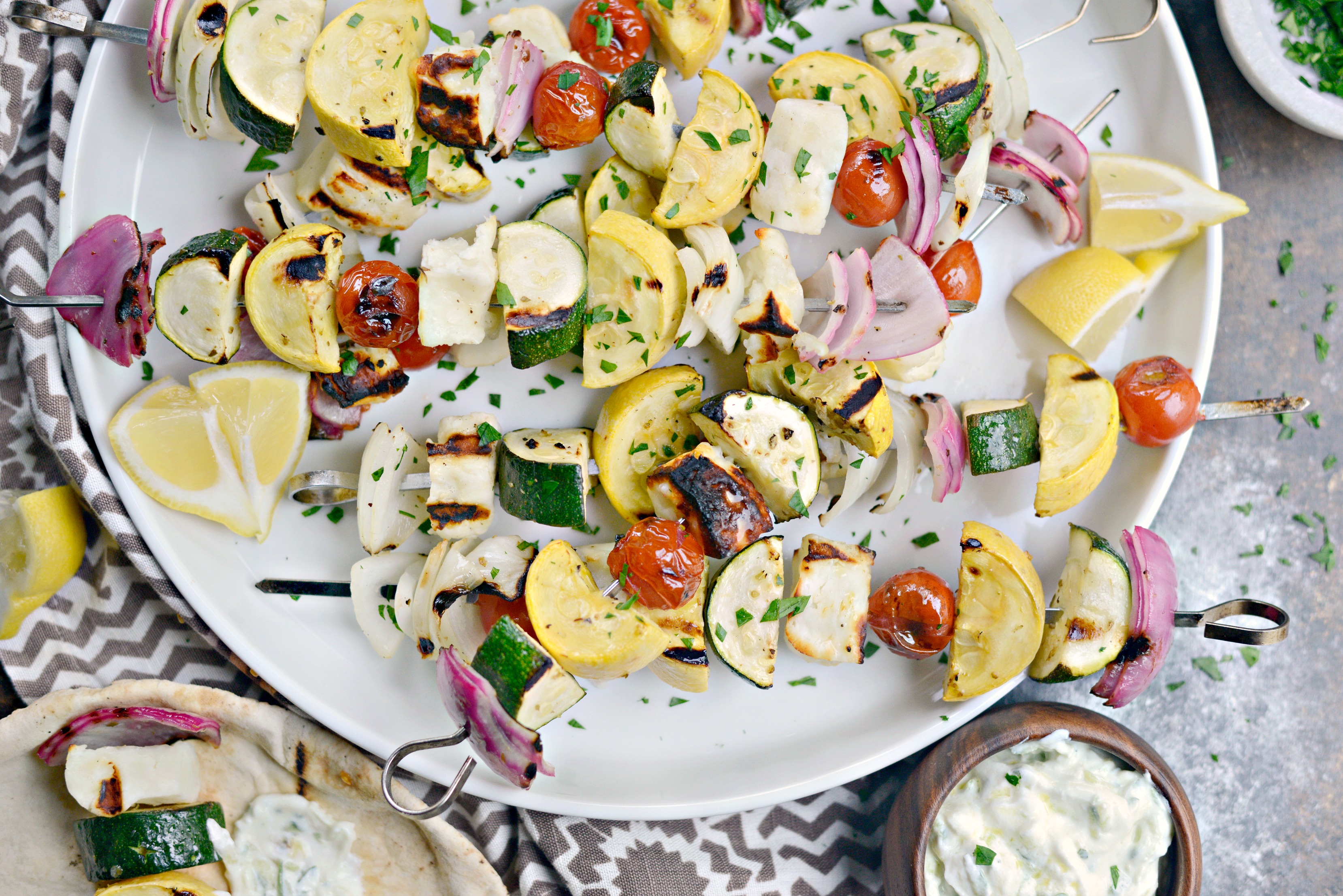 Grilled Halloumi Vegetable Skewers Simply Scratch