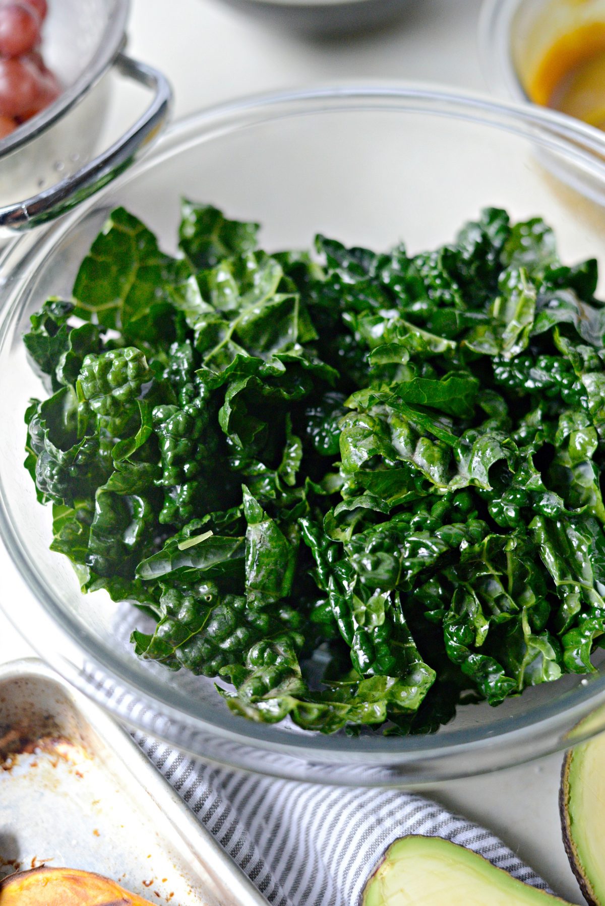 massage kale with olive oil and salt.