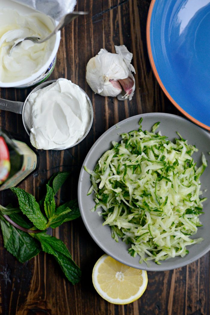 Homemade Tzatziki ingredients 