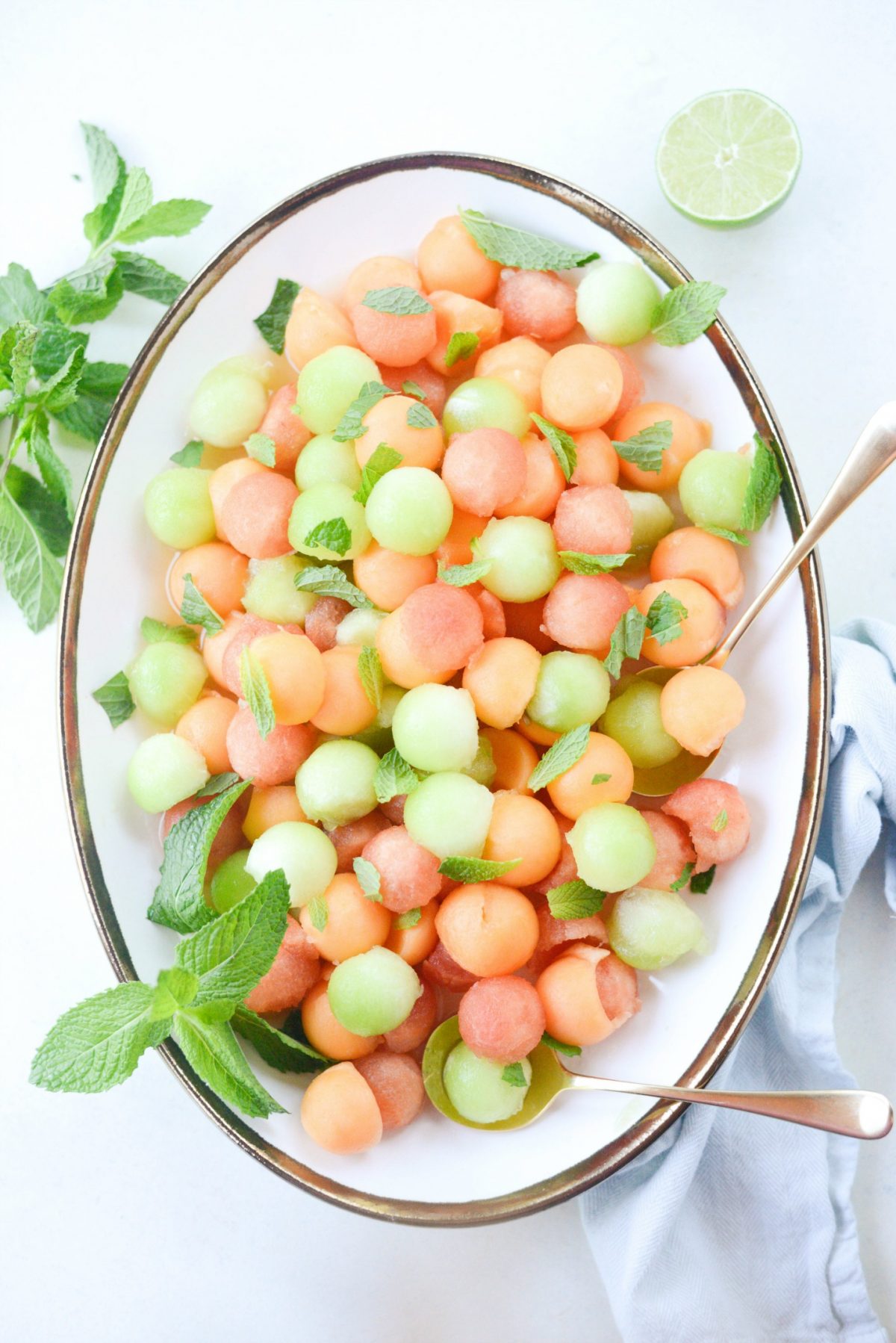 Melon Salad with Honey Lime and Mint