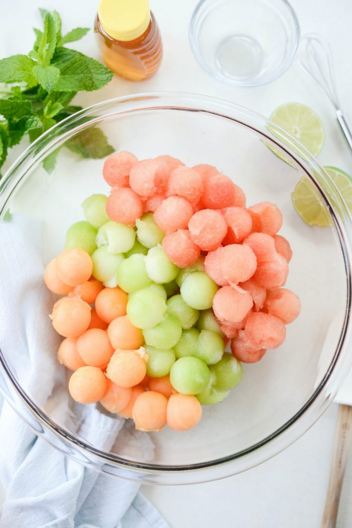 melon balls in a bowl