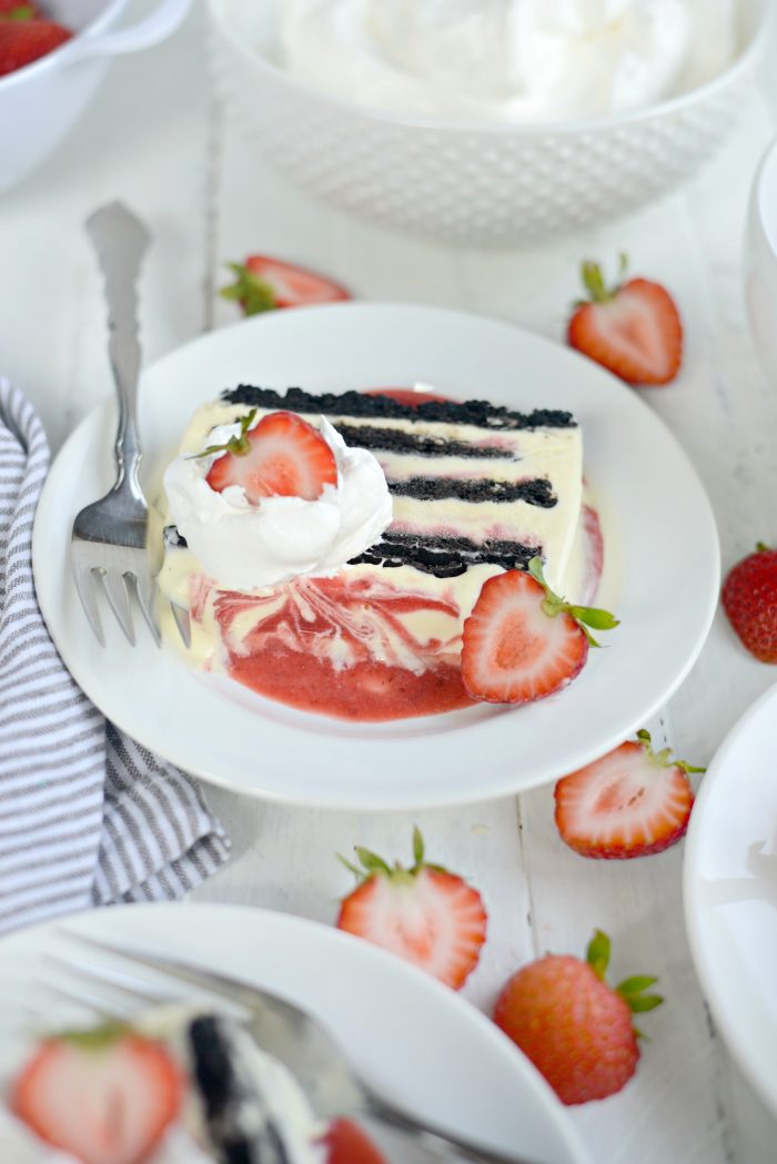 Strawberry Swirl Mascarpone Ice Cream Cookie Cake