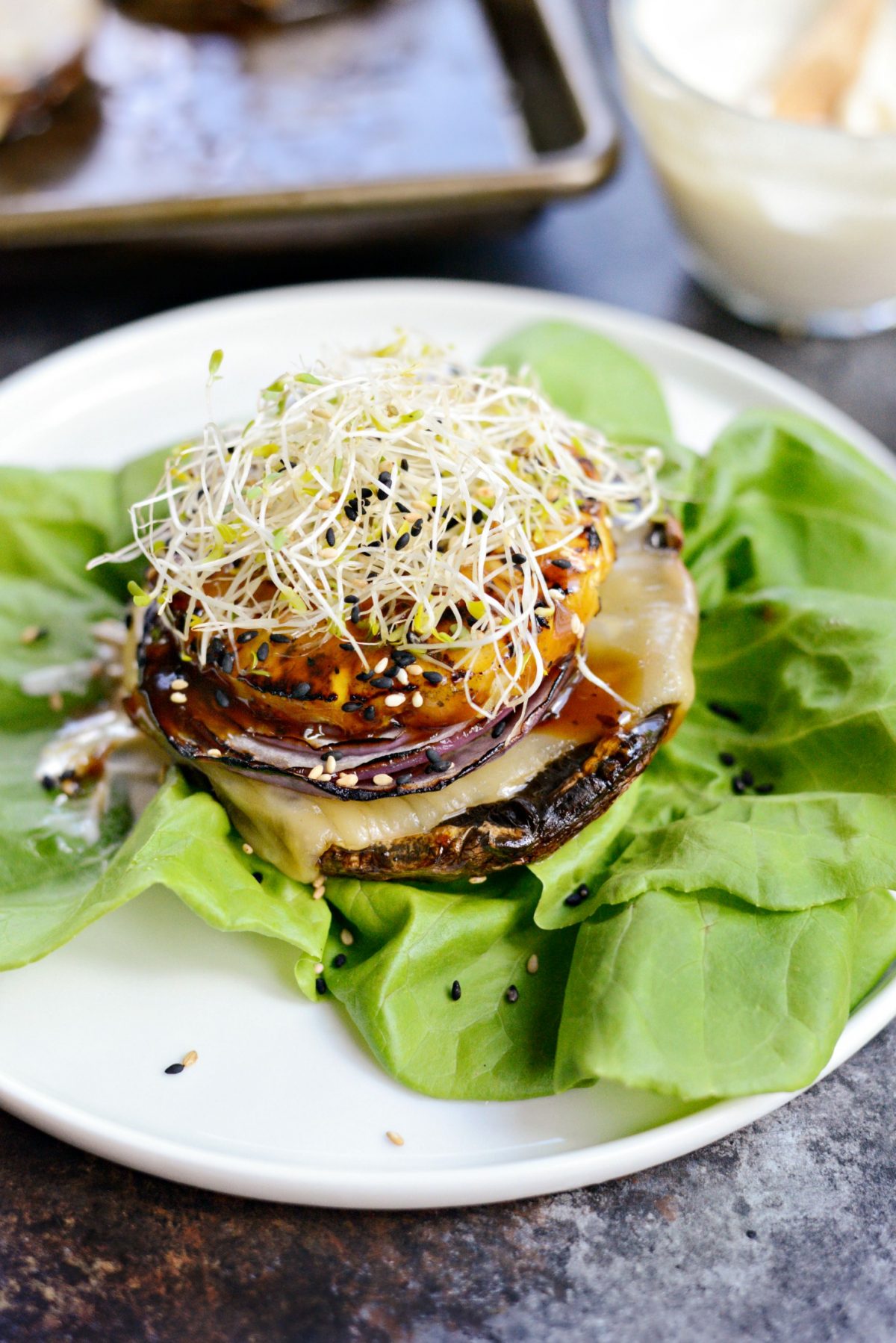 Grilled Teriyaki Portobello Burgers with Honey Wasabi Mayo