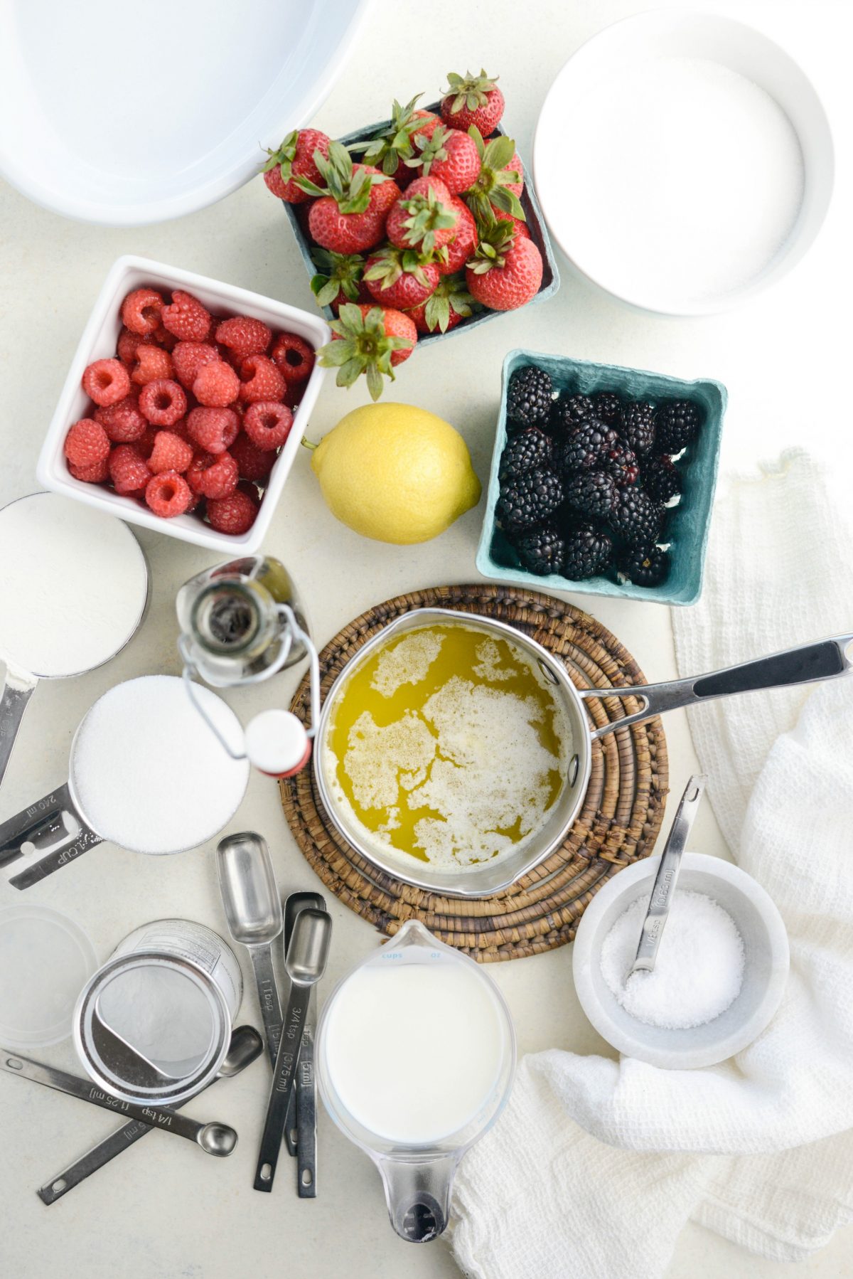 Triple Berry Cobbler ingredients.