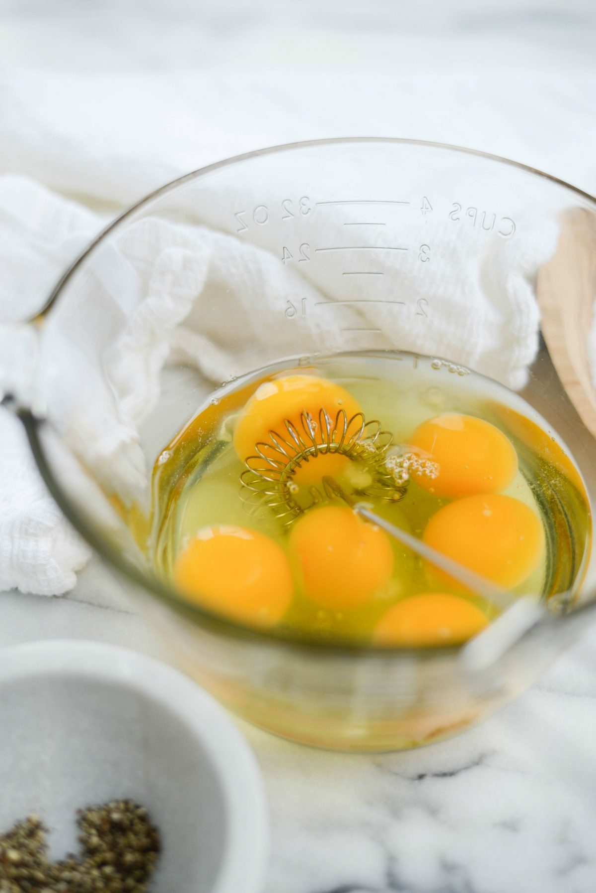 crack eggs into mixing bowl.