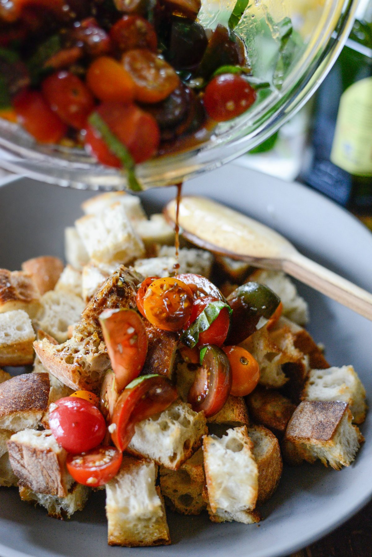 Add bruschetta mixture to bread