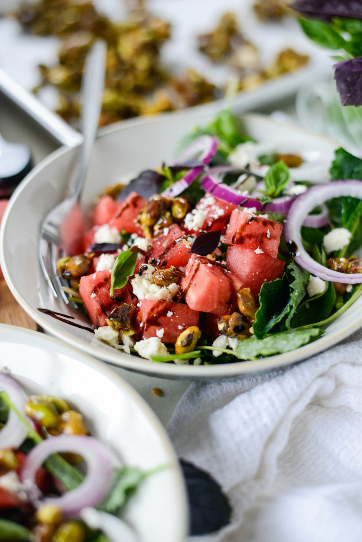 Watermelon Feta Salad with Honey Candied Pistachios