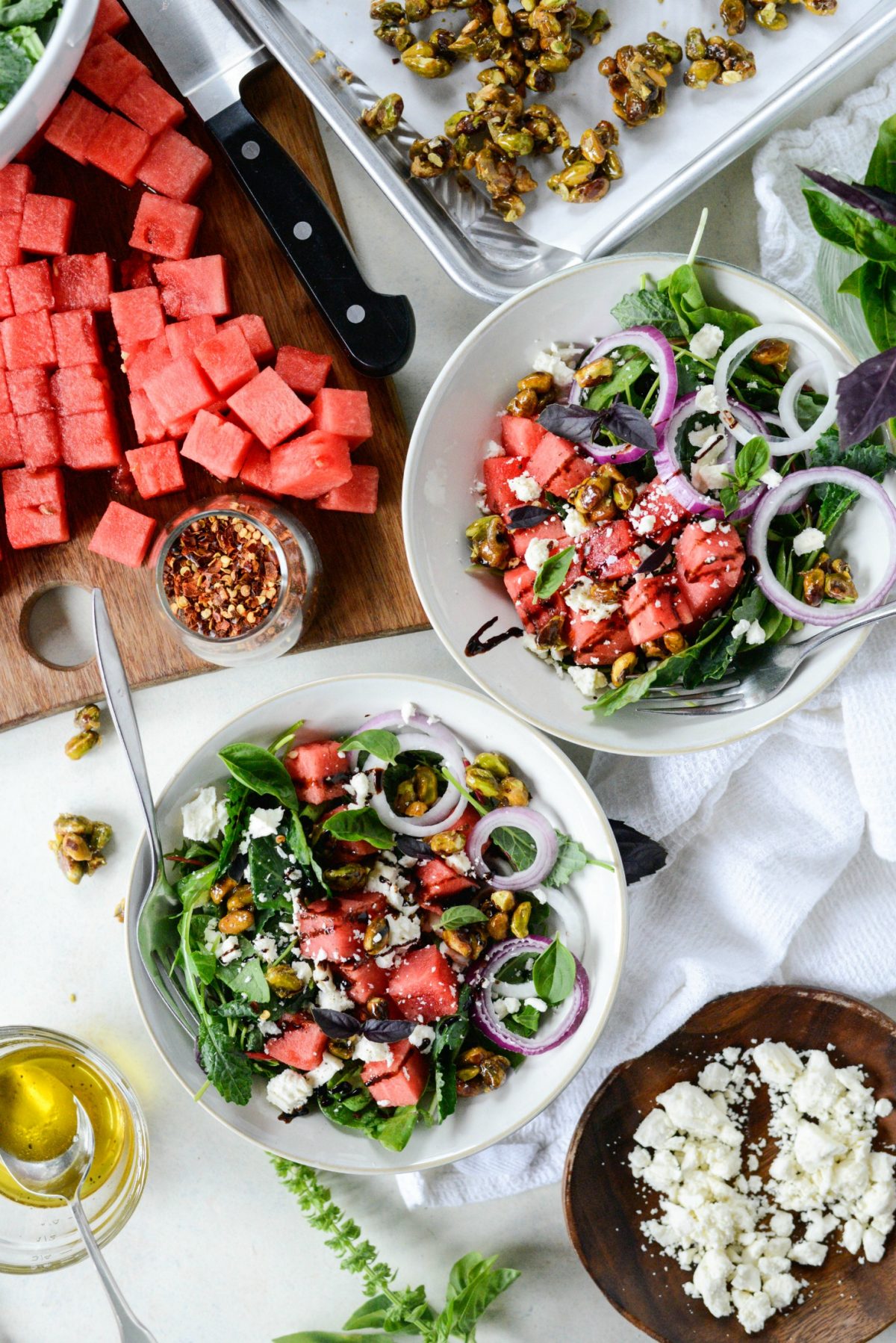 Watermelon Feta Salad with Honey Candied Pistachios