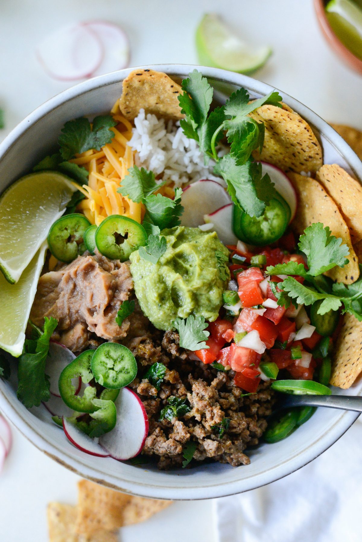 Cheesy Beef and Bean Burrito Rice Bowls 