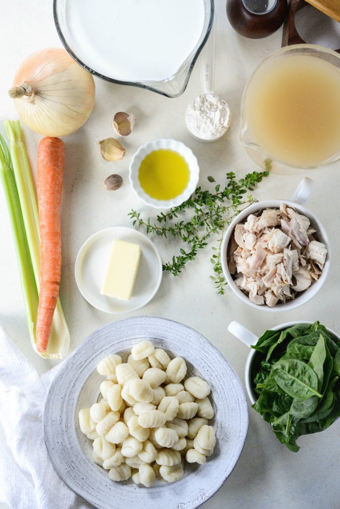 ingredients for Creamy Chicken Gnocchi Soup