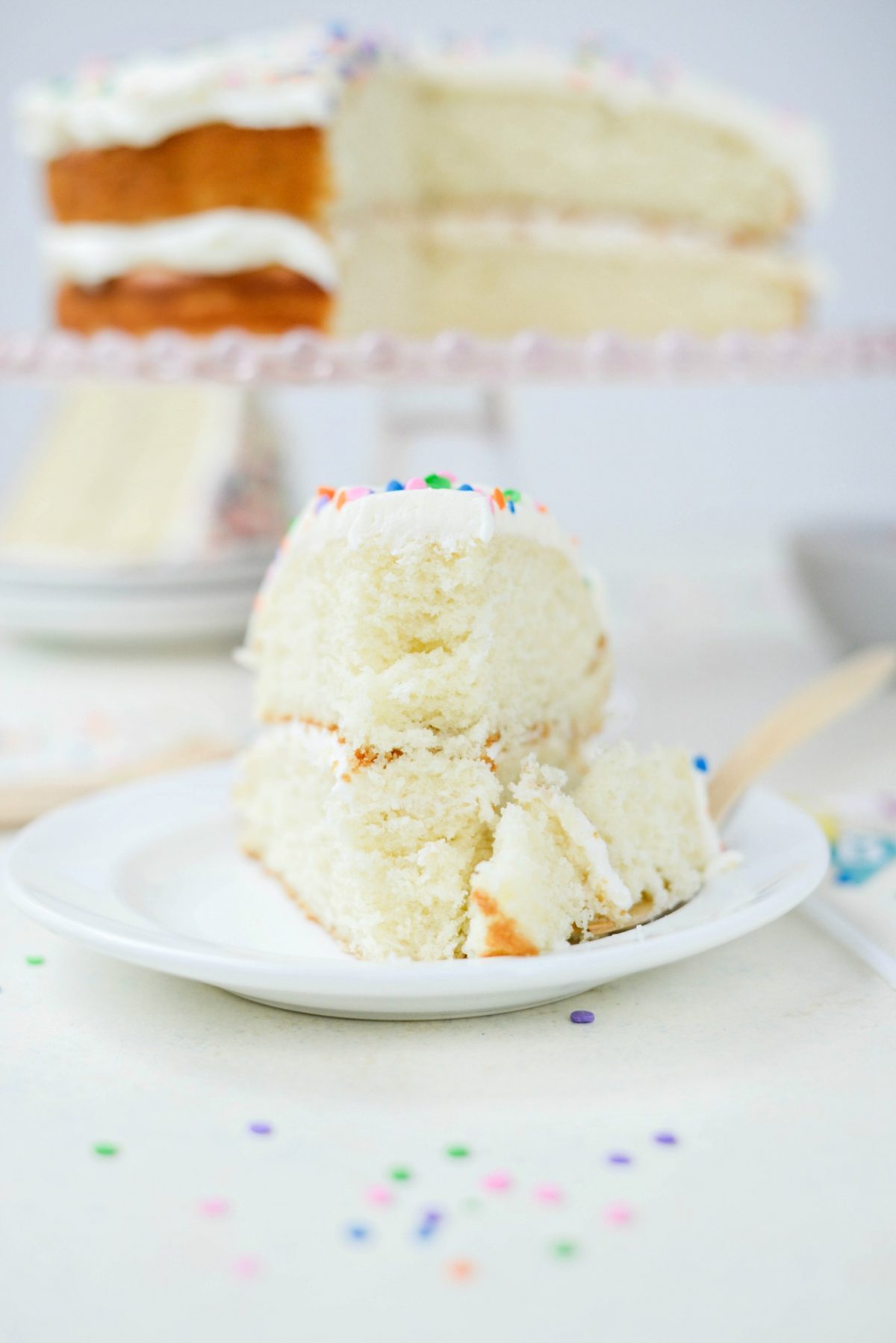 Easy Homemade White Cake with White Buttercream Frosting
