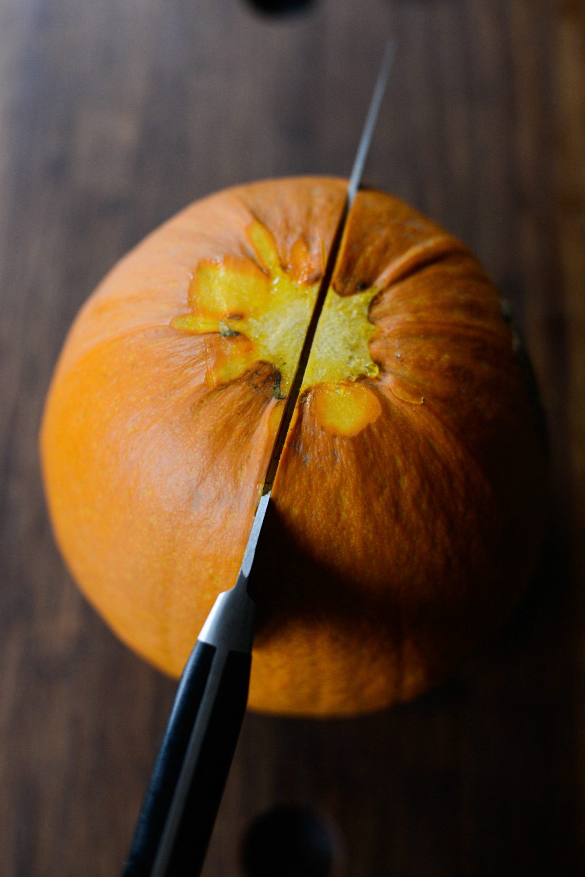 cut pumpkin in half