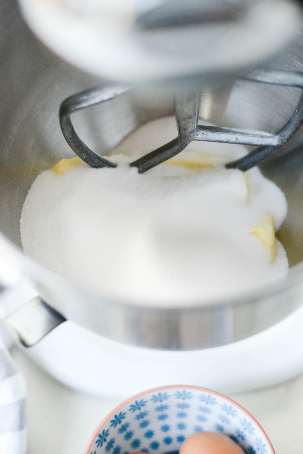 butter and sugar in the bowl of a stand mixer