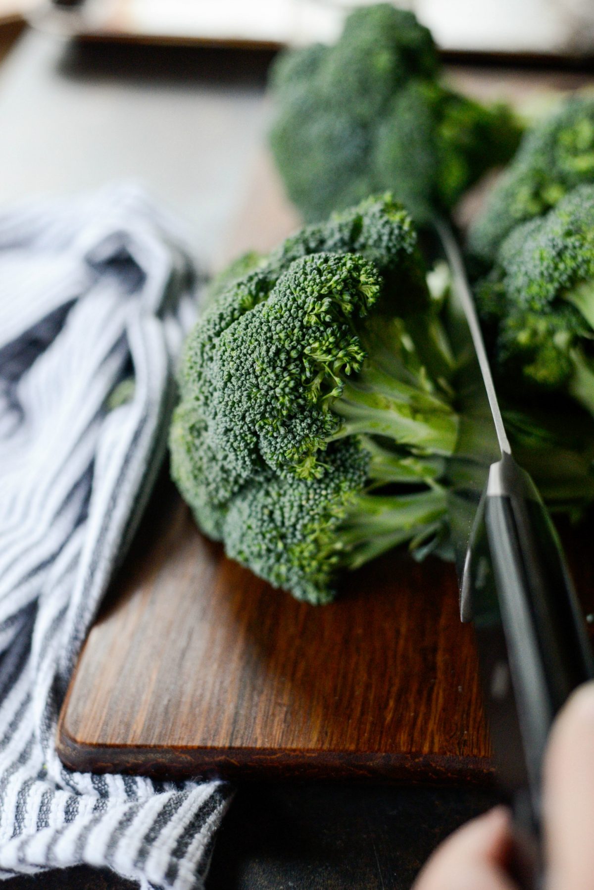 Trim broccoli into florets.