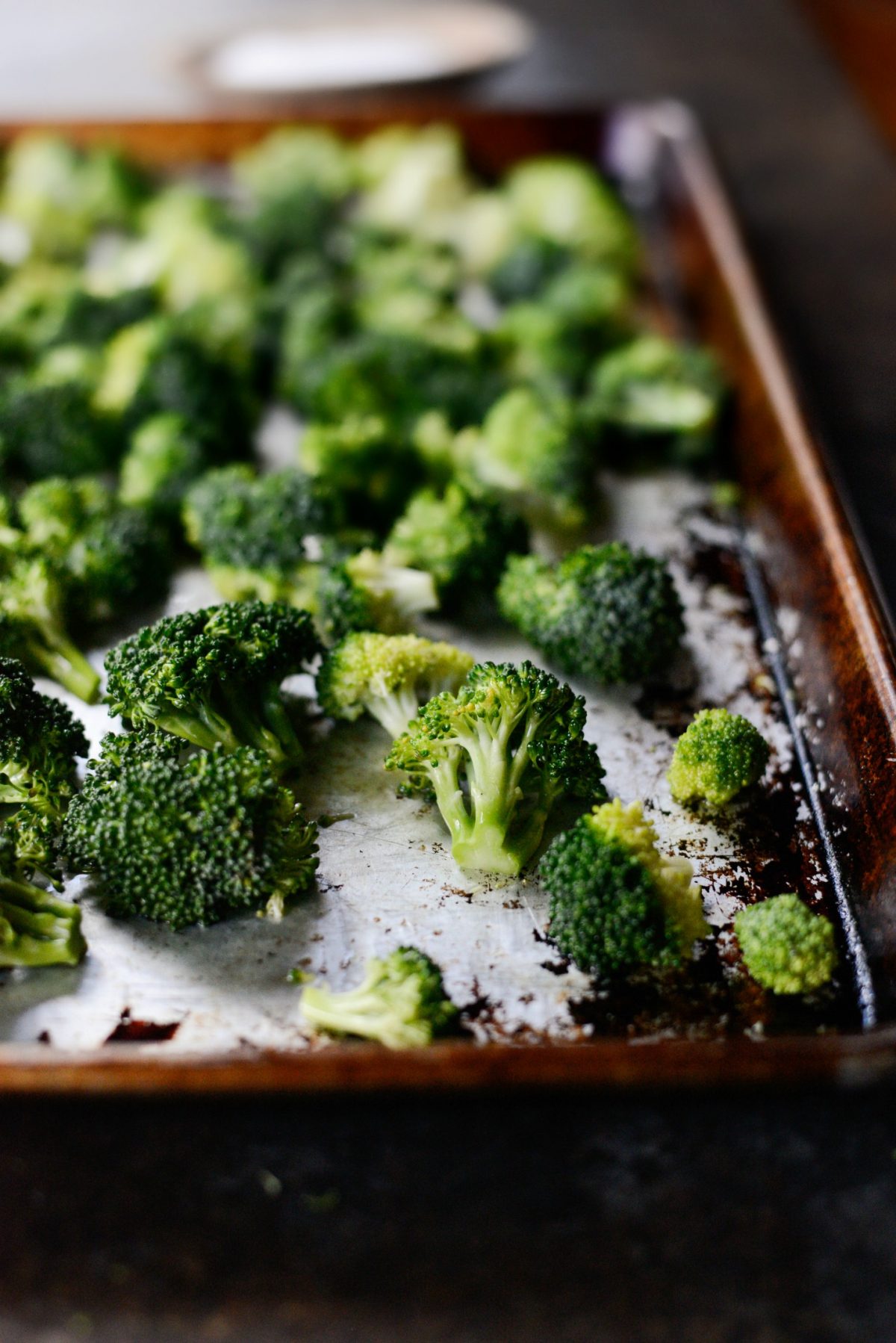 spread the broccoli in an even layer on baking sheet.