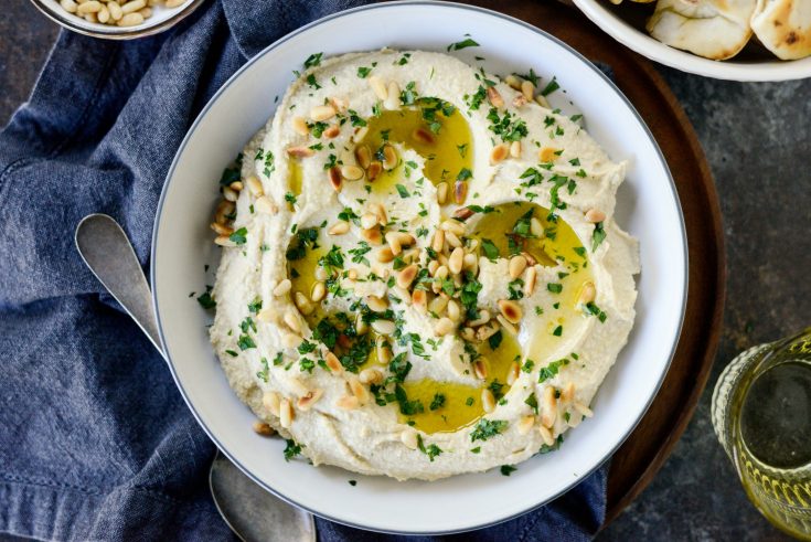 Aunt Vieve's Hummus Recipe with Toasted Pine Nuts
