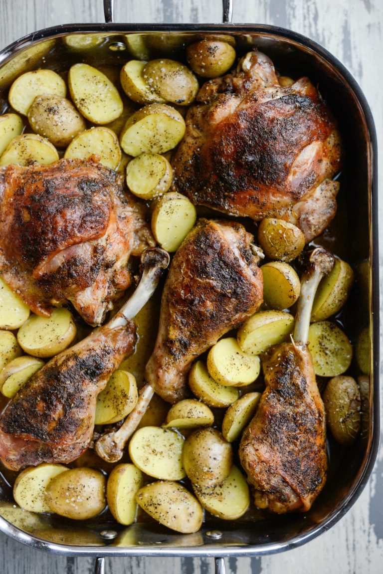 Sheet Pan Roasted Turkey Thighs and Drumsticks with Potatoes Simply