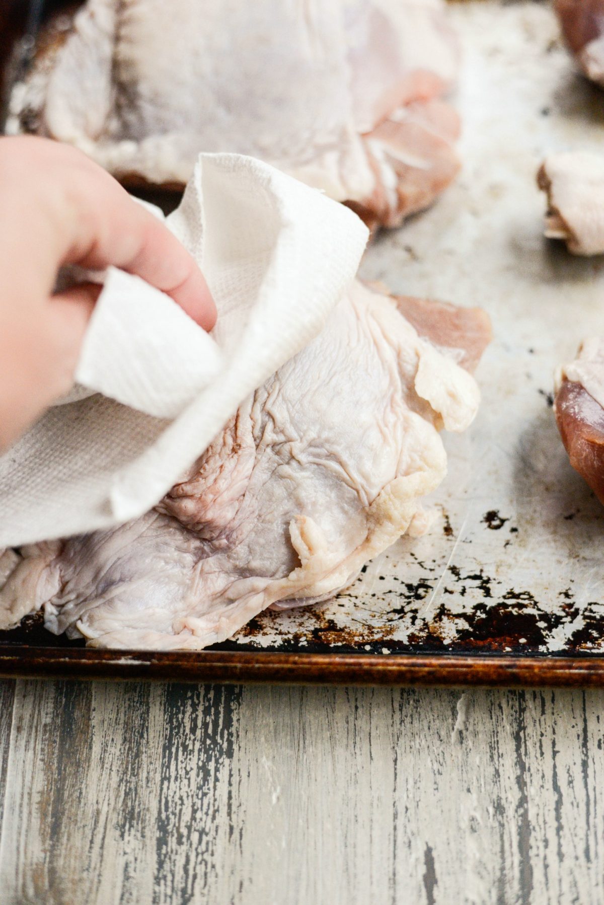 pat dry turkey with paper towel.