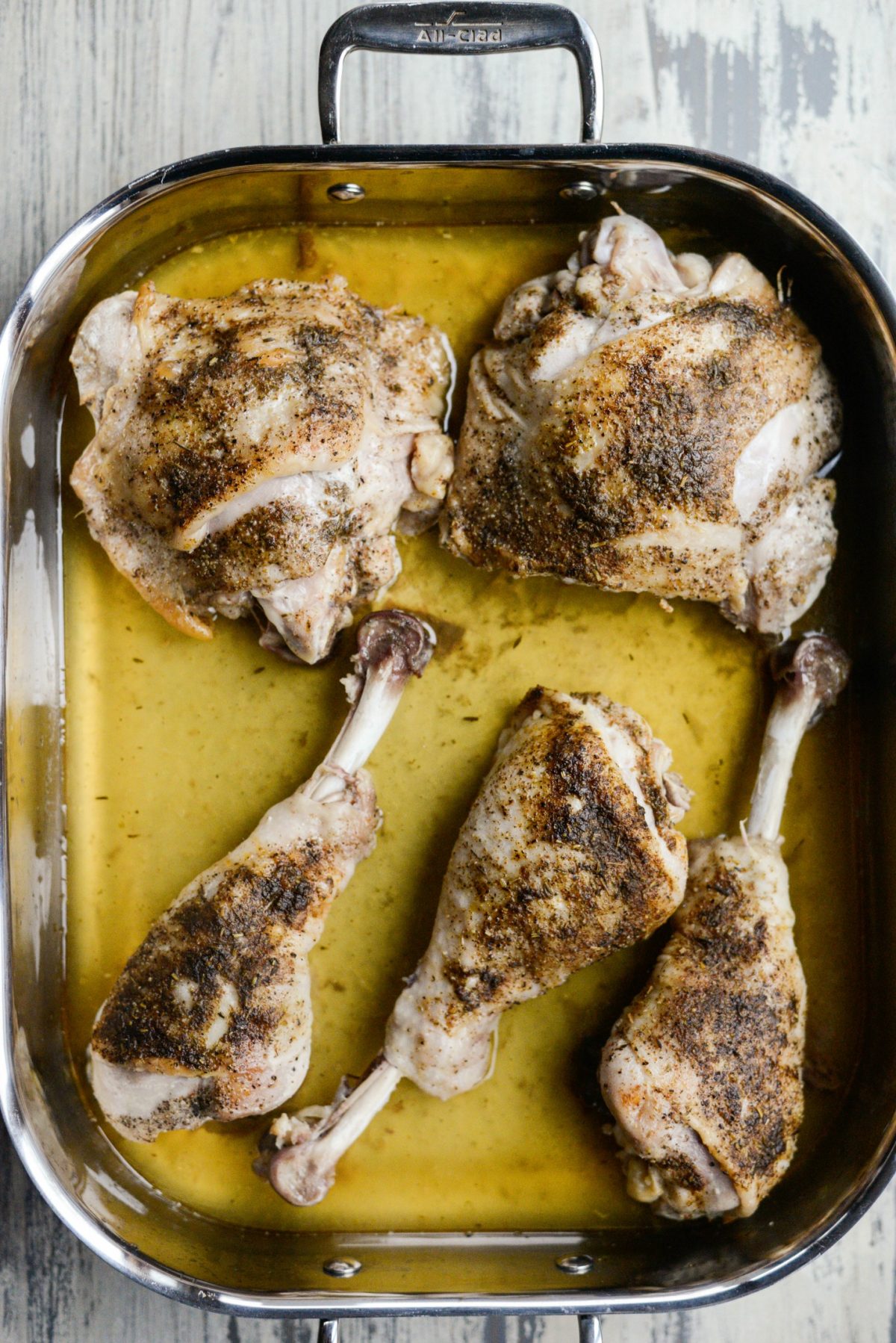 partially roasted turkey thighs and drumsticks.