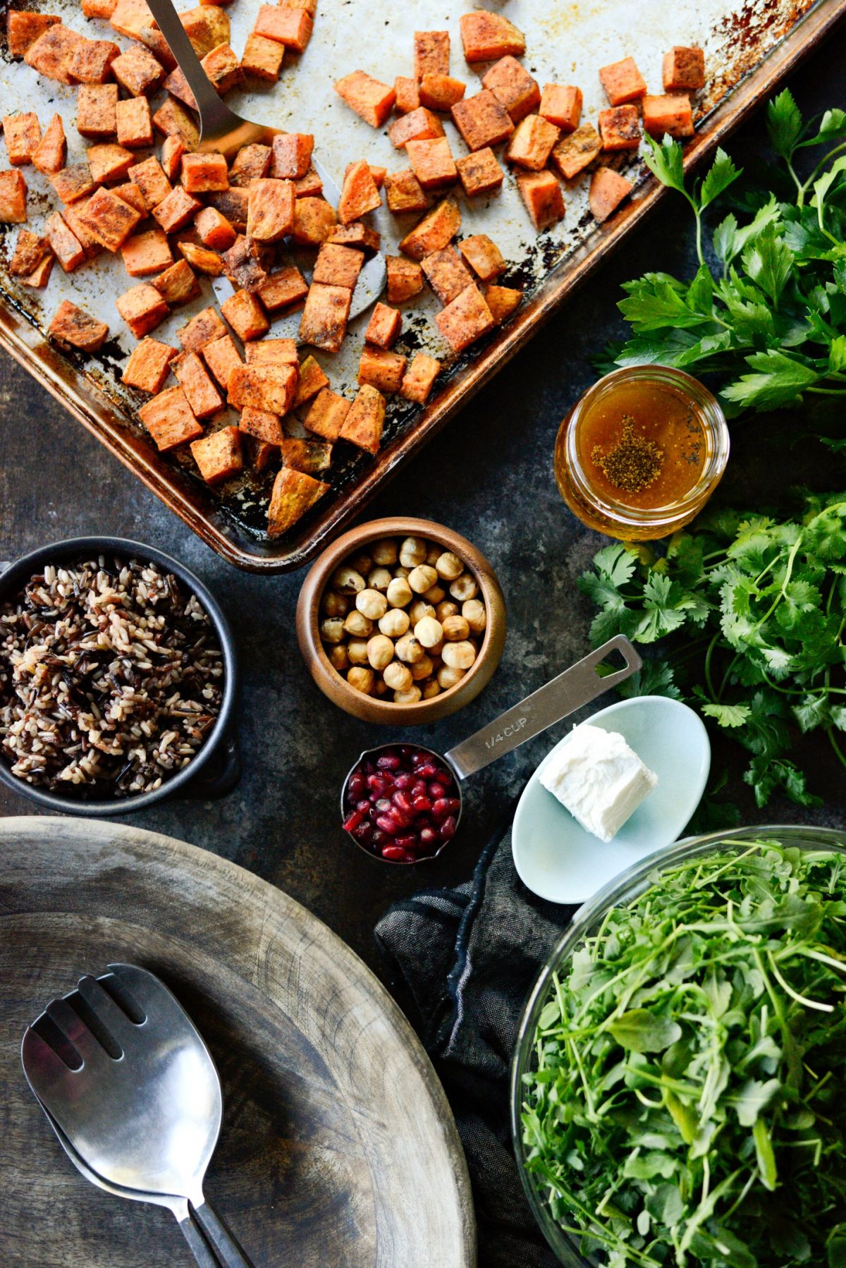 Sweet Potato Wild Rice Arugula Salad l SimplyScratch.com