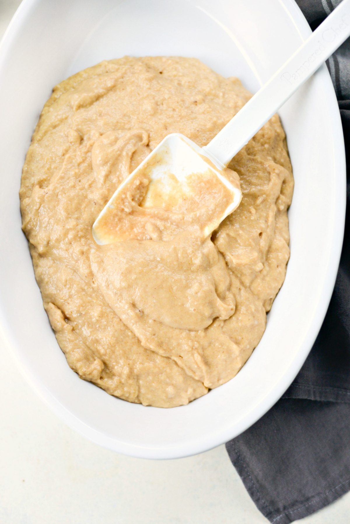 Spread in baking dish.