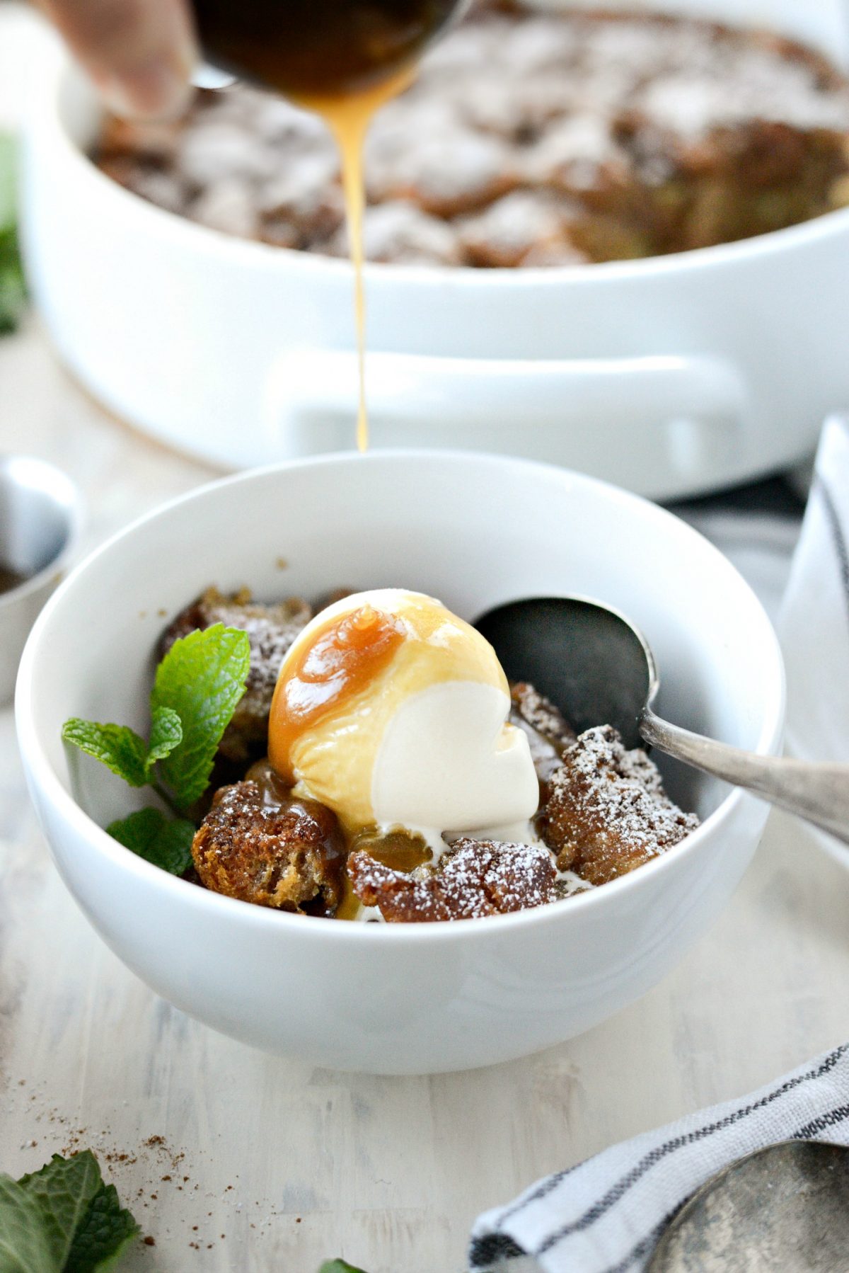 Cider Mill Doughnut Bread Pudding with Butter Rum Sauce 