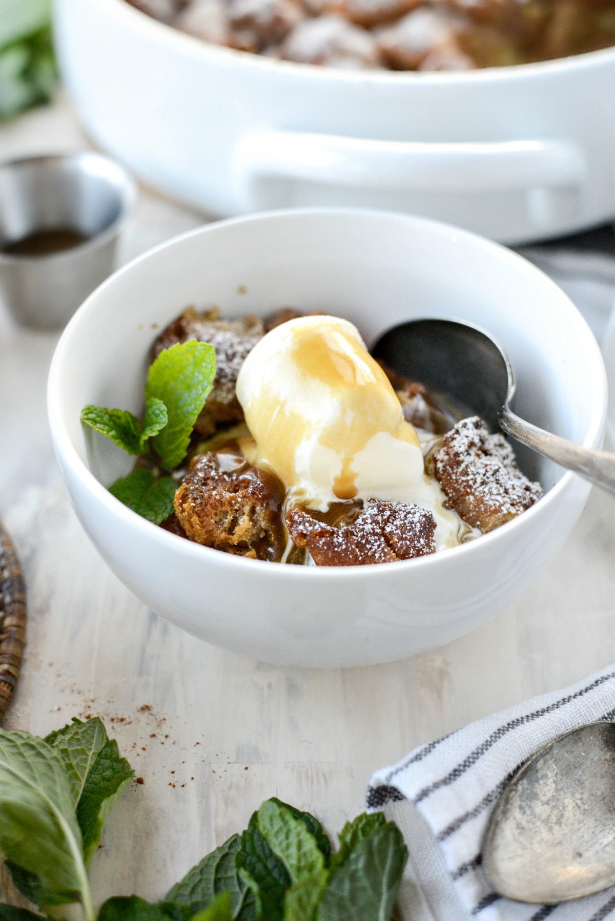 Cider Mill Doughnut Bread Pudding with Butter Rum Sauce 