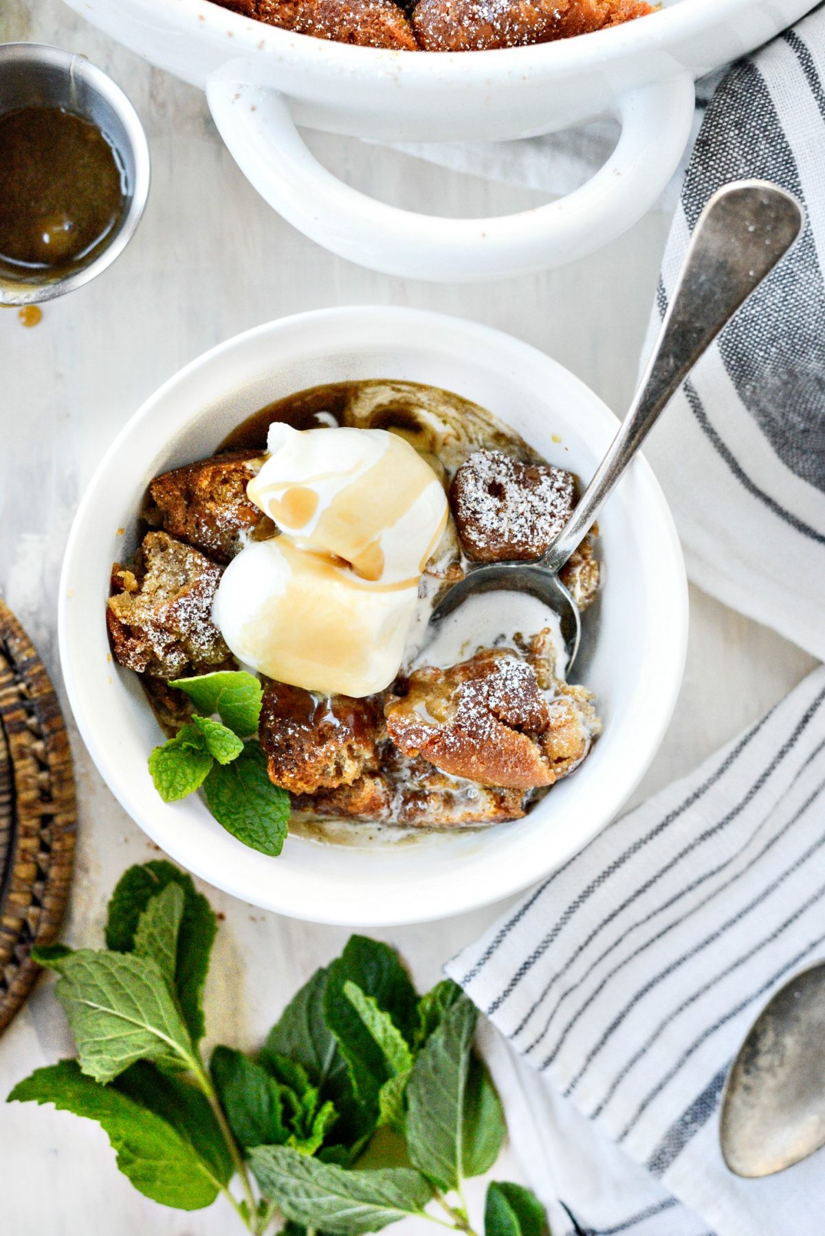 Cider Mill Doughnut Bread Pudding with Butter Rum Sauce