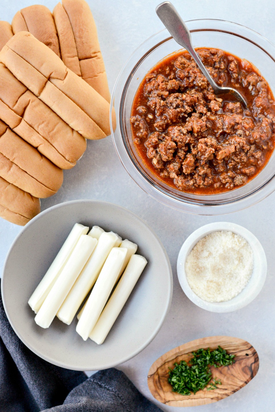 ingredients for Saucy Mozzarella Dogs