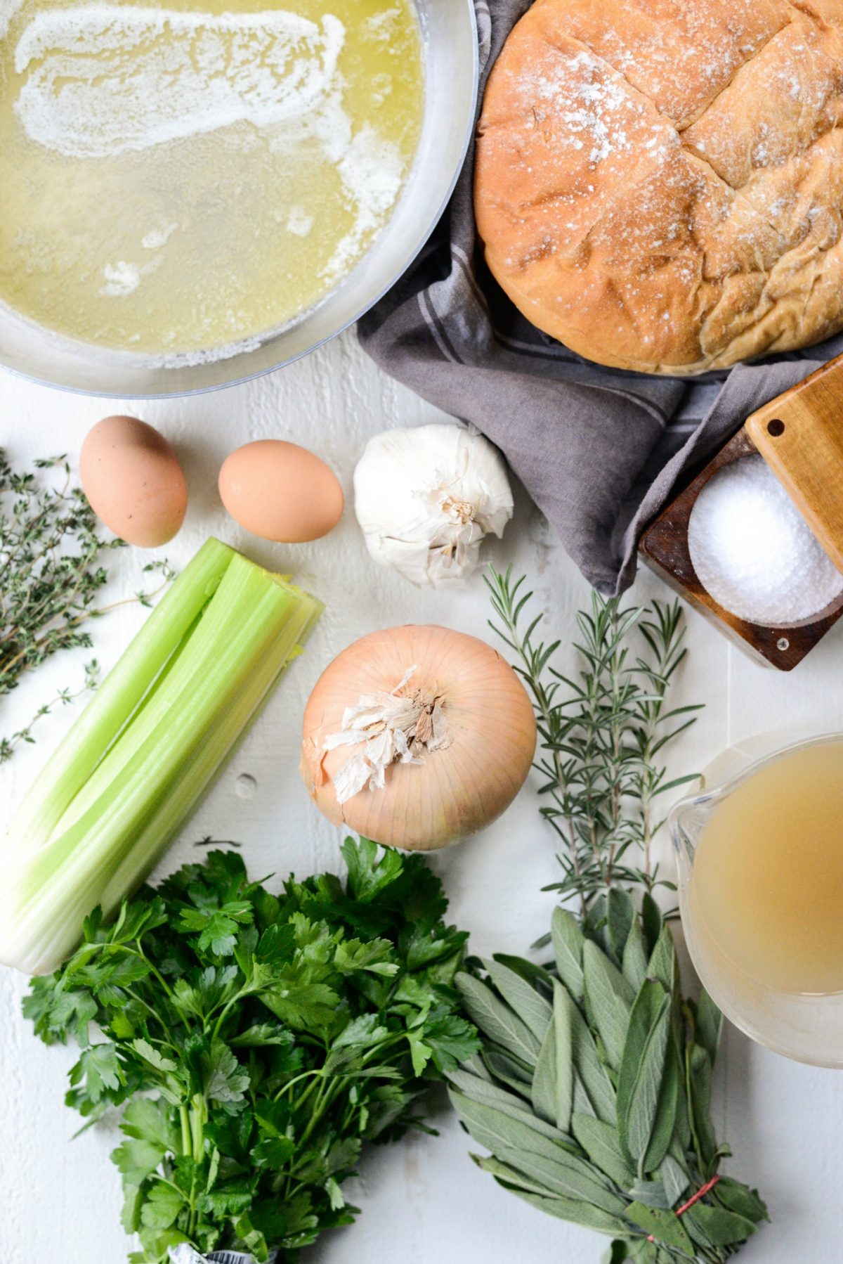 ingredients for Simple Herb Sourdough Dressing