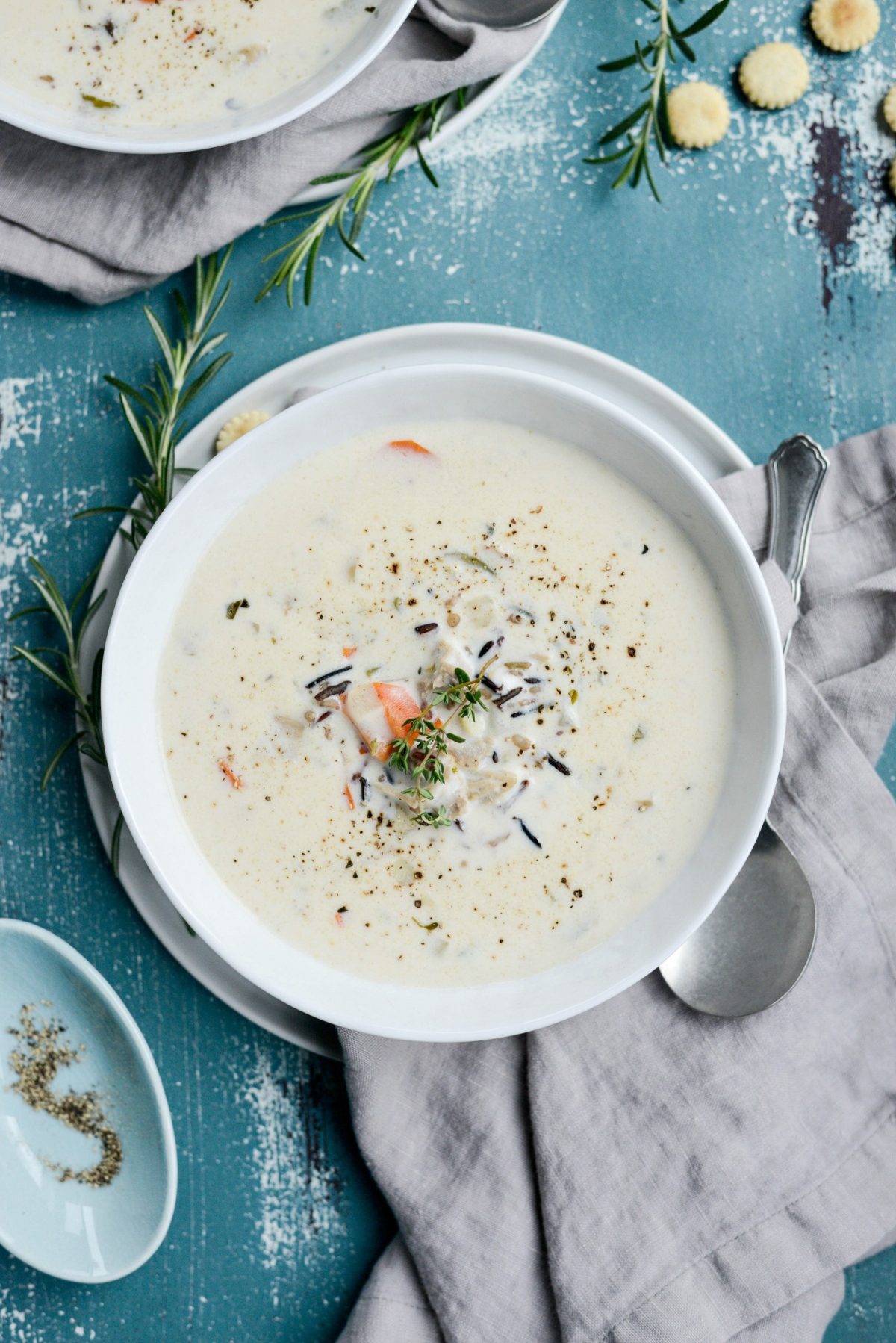 Turkey Wild Rice Soup in white bowl