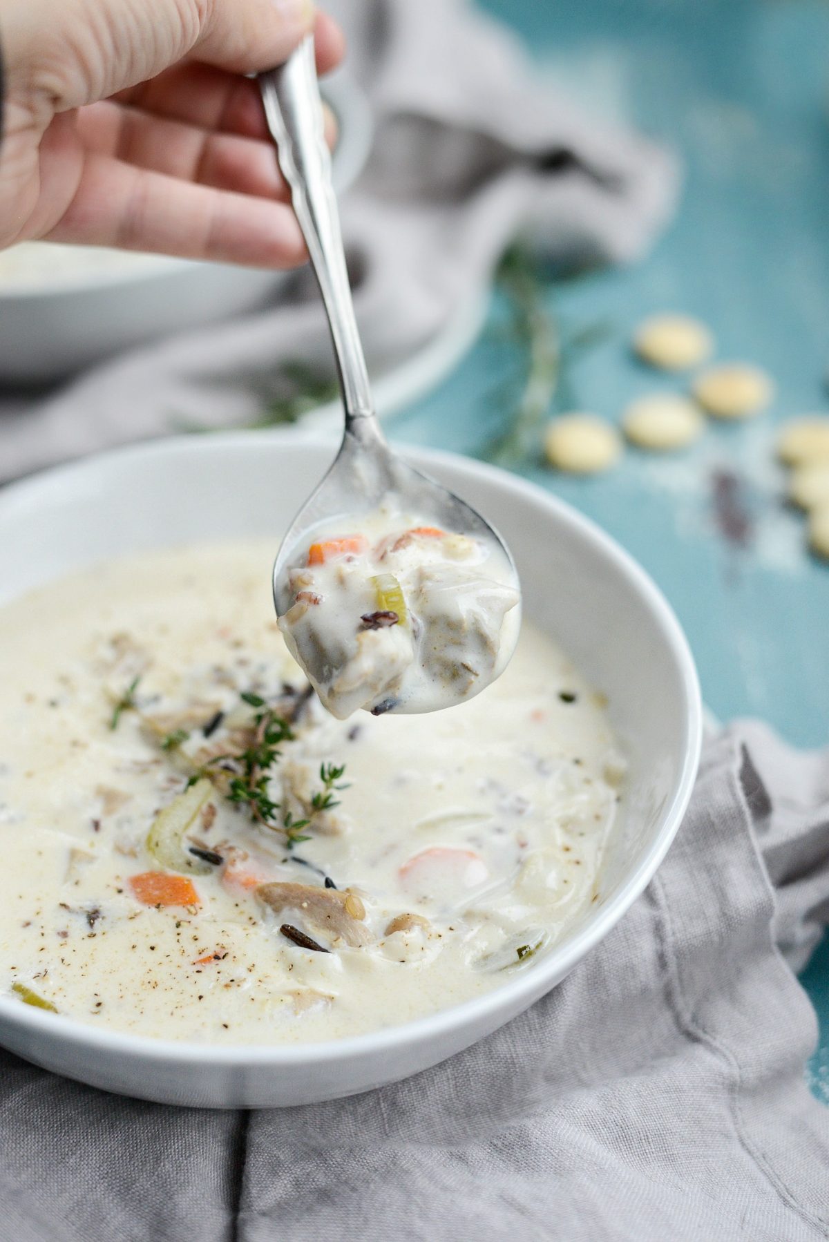 spoonful of Turkey Wild Rice Soup.