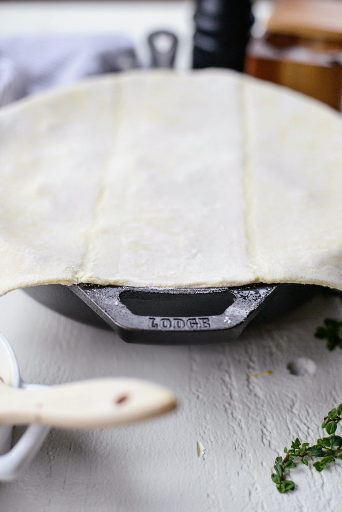 top skillet with thawed puff pastry 