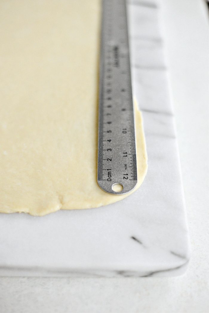 roll out dough and measure - 10 x 16 rectangle