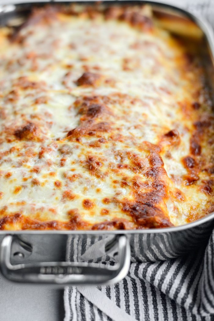 baked Homemade Three Meat Bolognese Lasagna