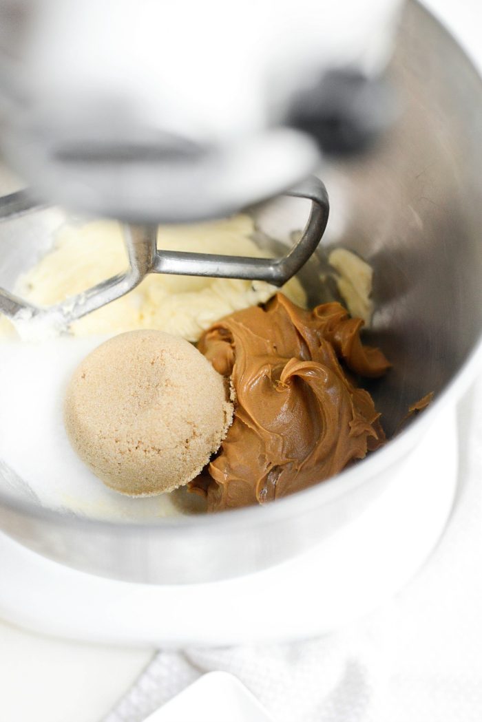 add peanut butter and. sugars