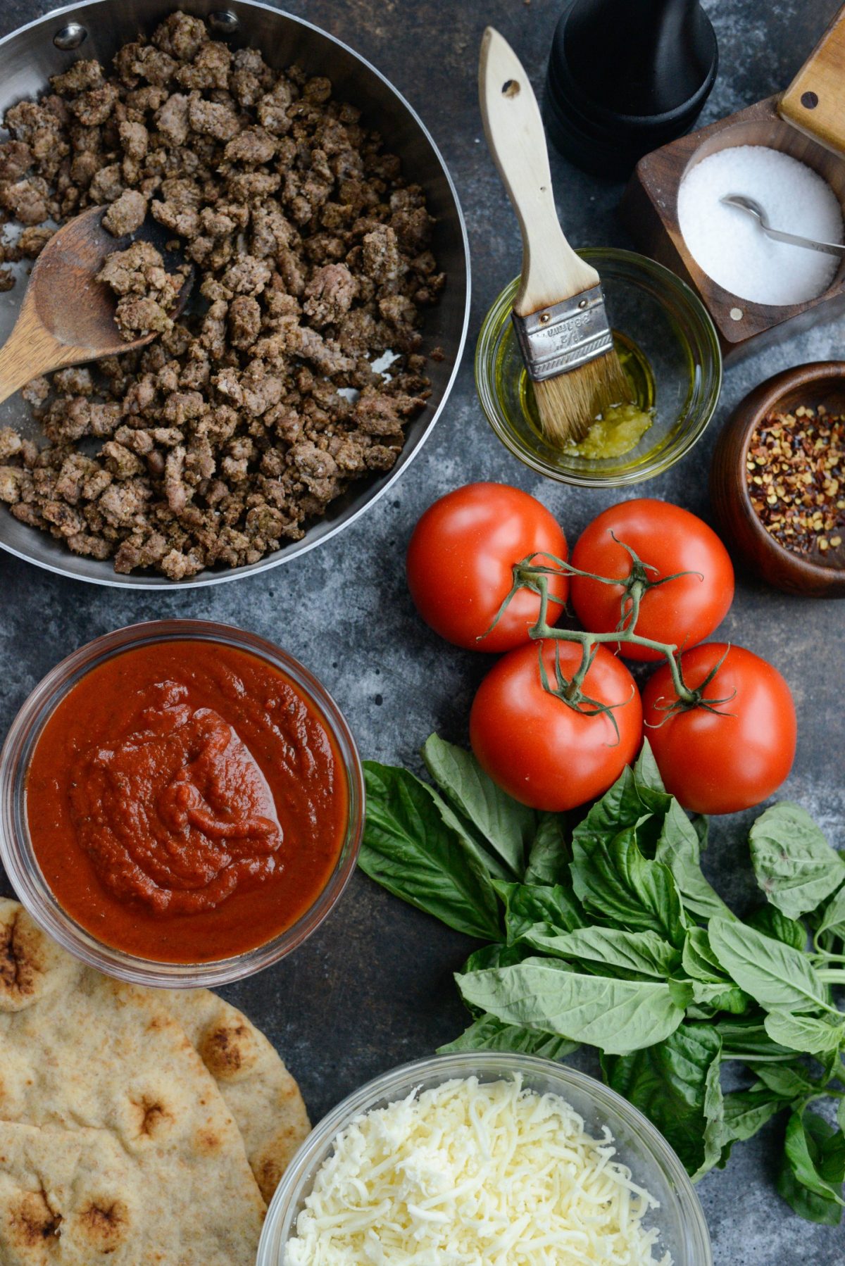 ingredients for Lebanese Margherita Lamb Pizza