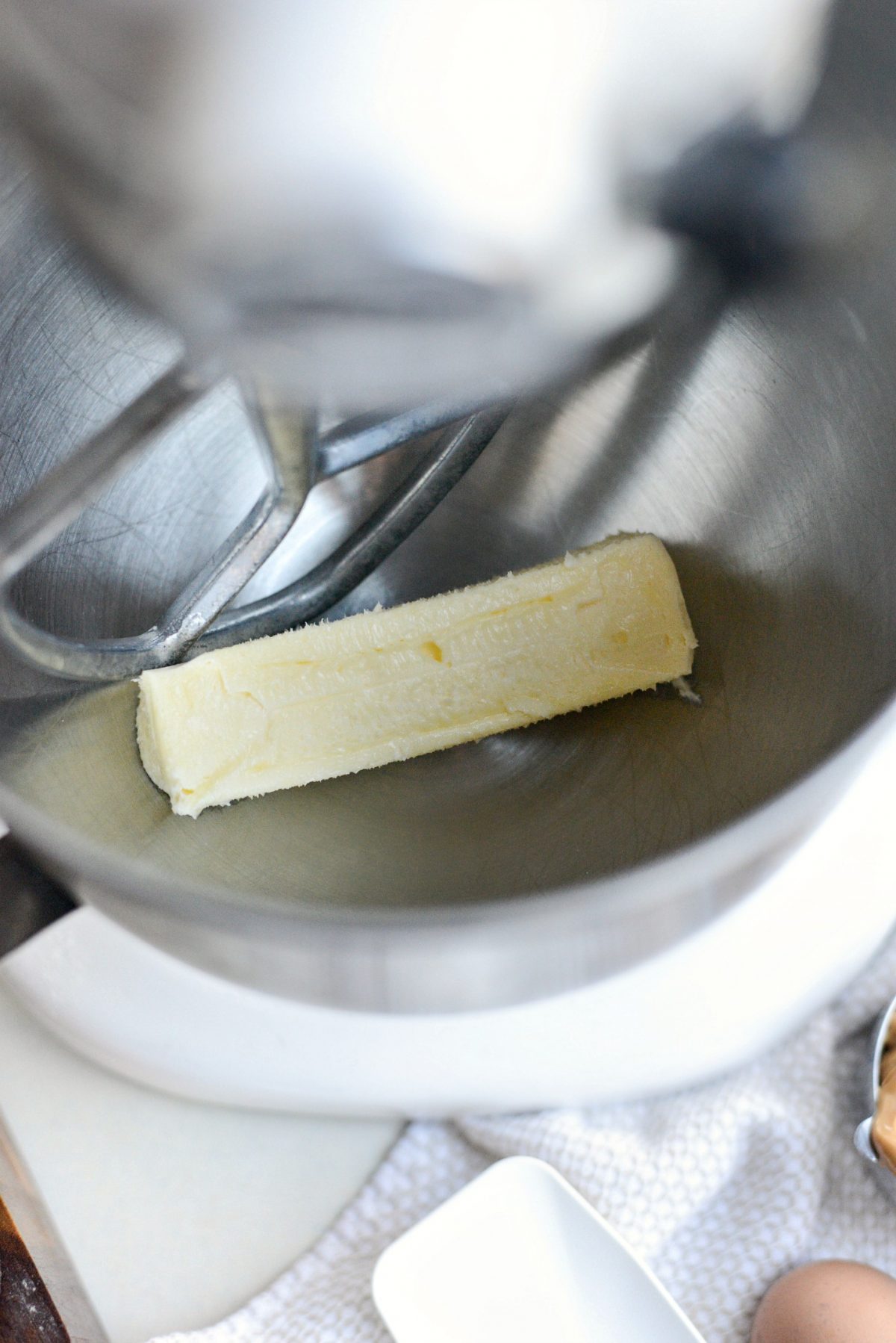 add butter to bowl of stand mixer.